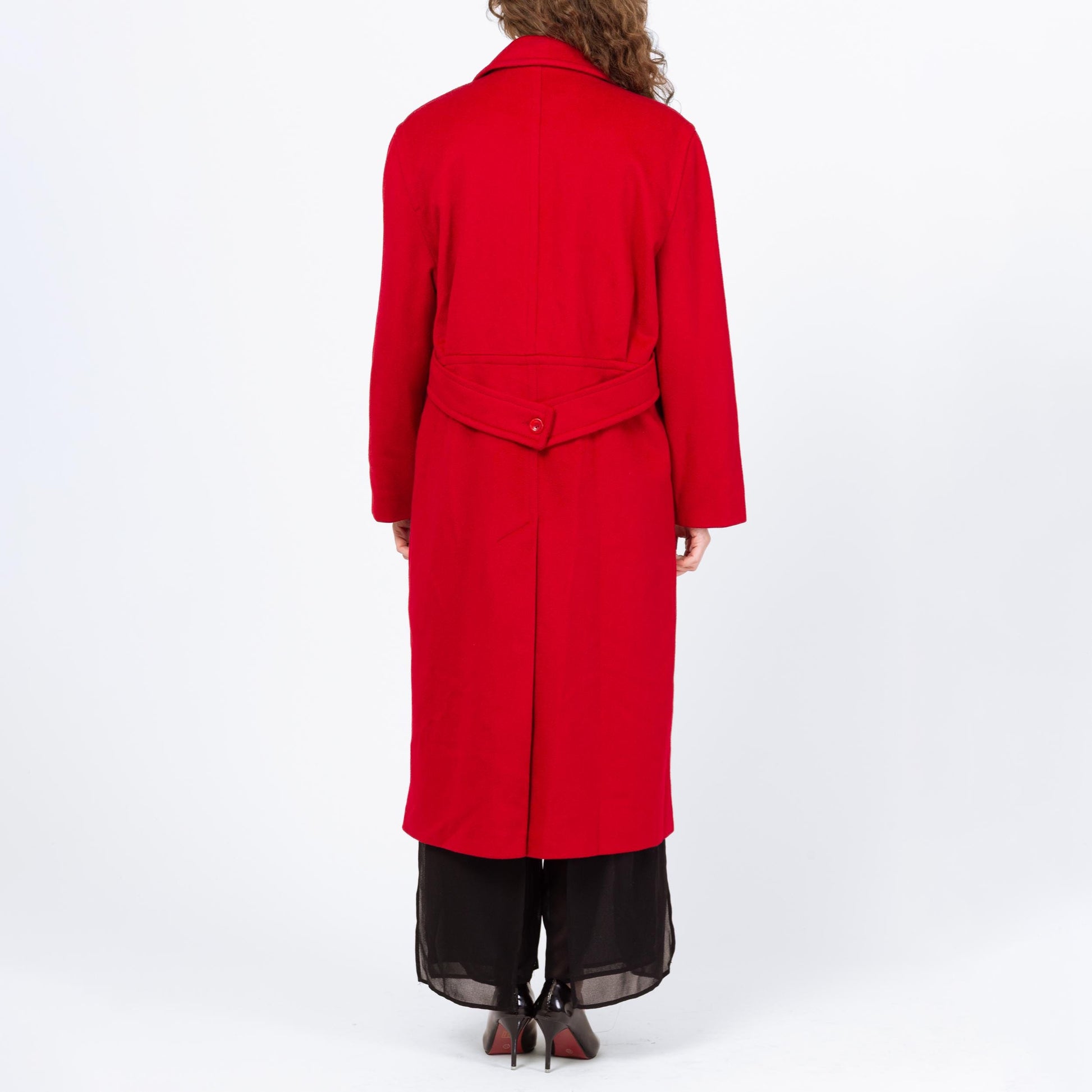 Vintage 80s Red Double Breasted Wool Overcoat - Medium to Large | Charter Club Button Up Long Winter Coat