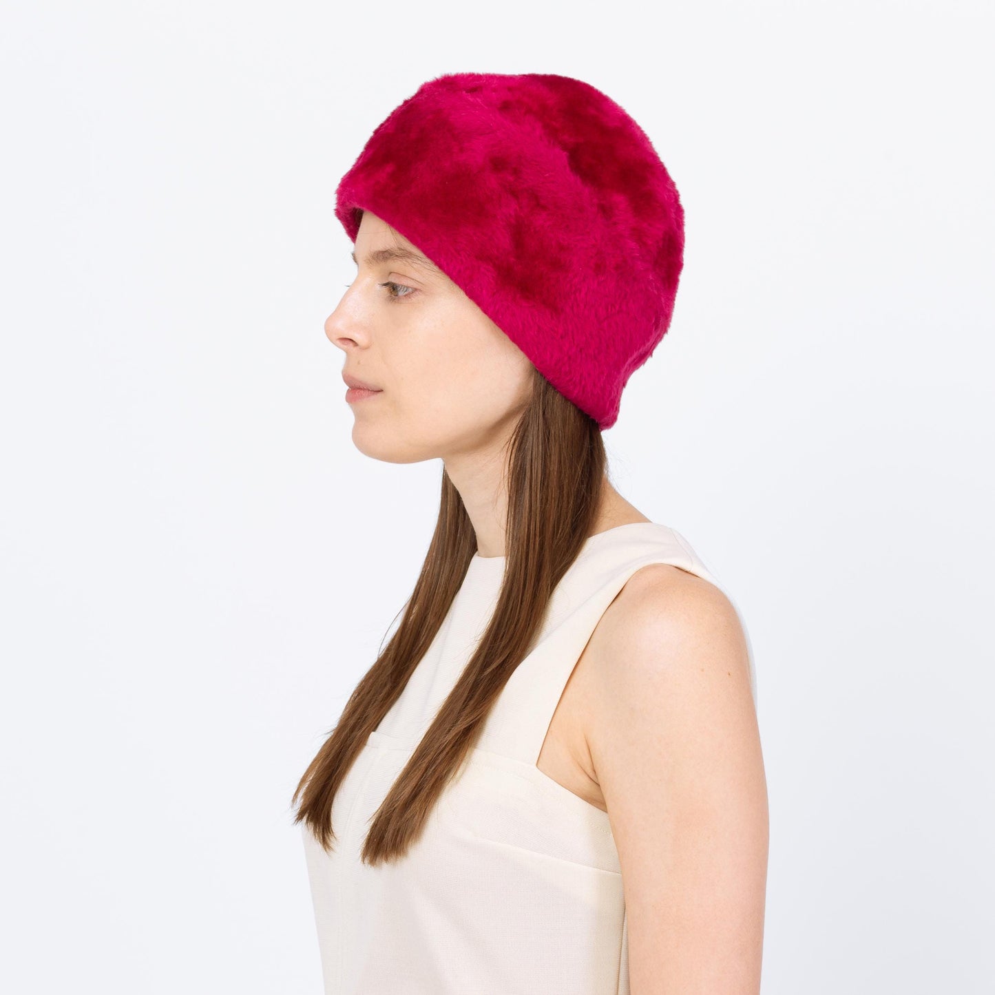 Vintage 50s 60 Miss Dior Magenta Pink Faux Fur Pillbox Hat - XS to Small