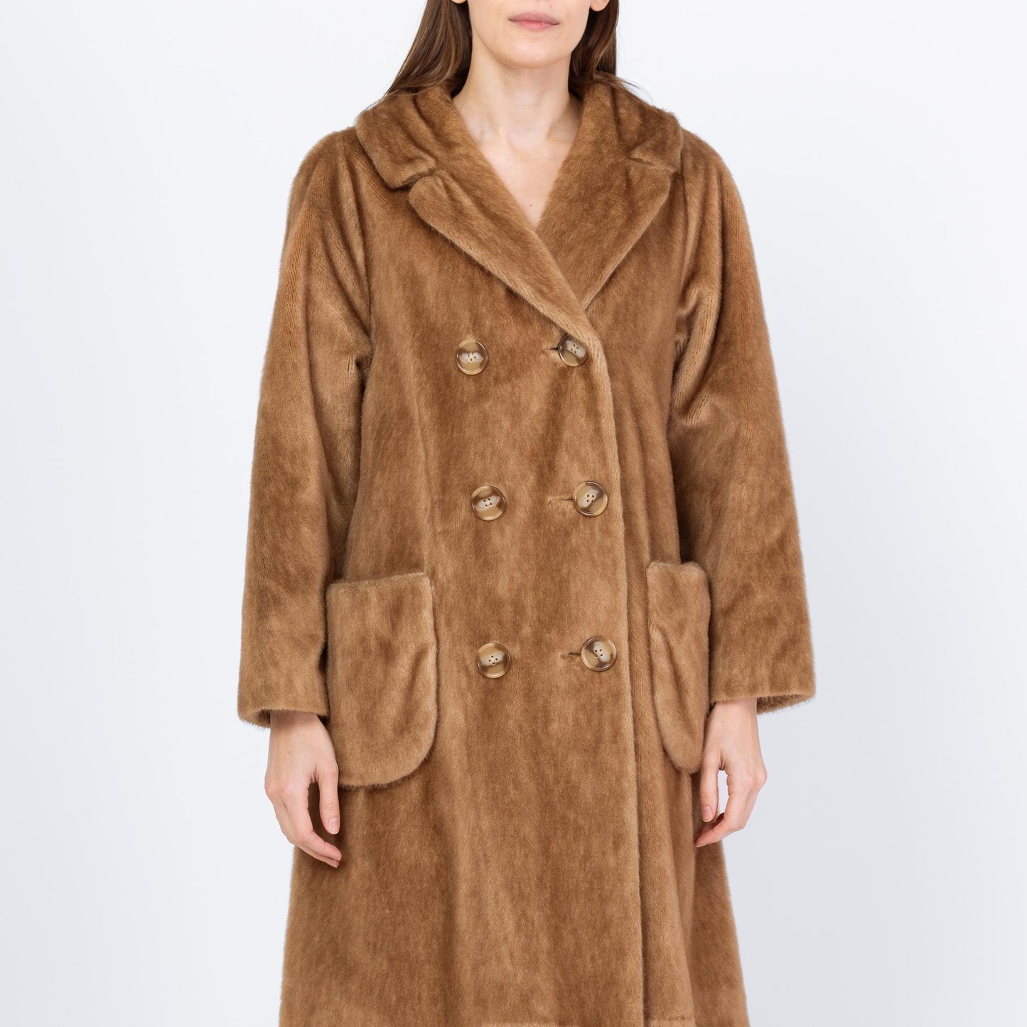 Vintage 70s Caramel Faux Fur Winter Coat - Medium | Glam Plush Winter Teddy Jacket, Mob Wife Overcoat