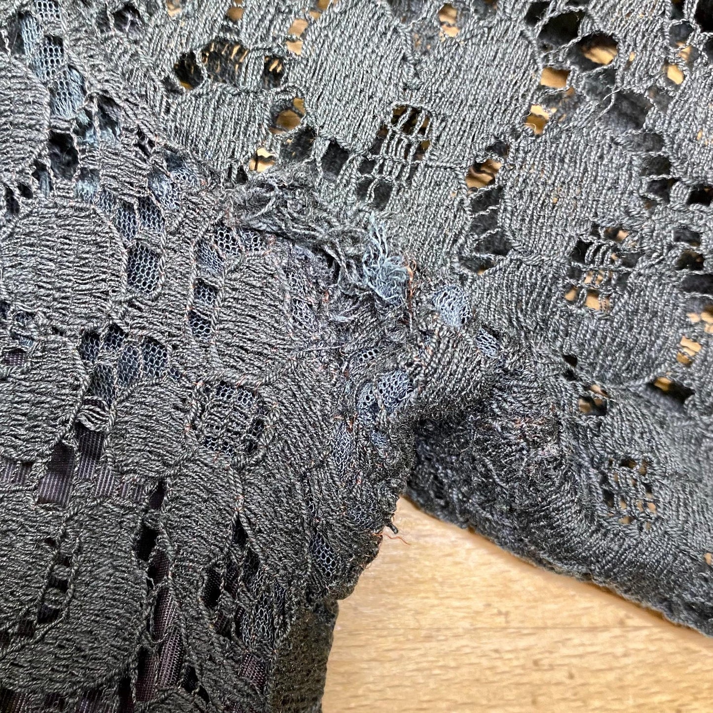 Vintage 60s Black Lace Fit & Flare Party Dress - Extra Small | Long Sleeve Knee Length Cocktail Dress, As Is