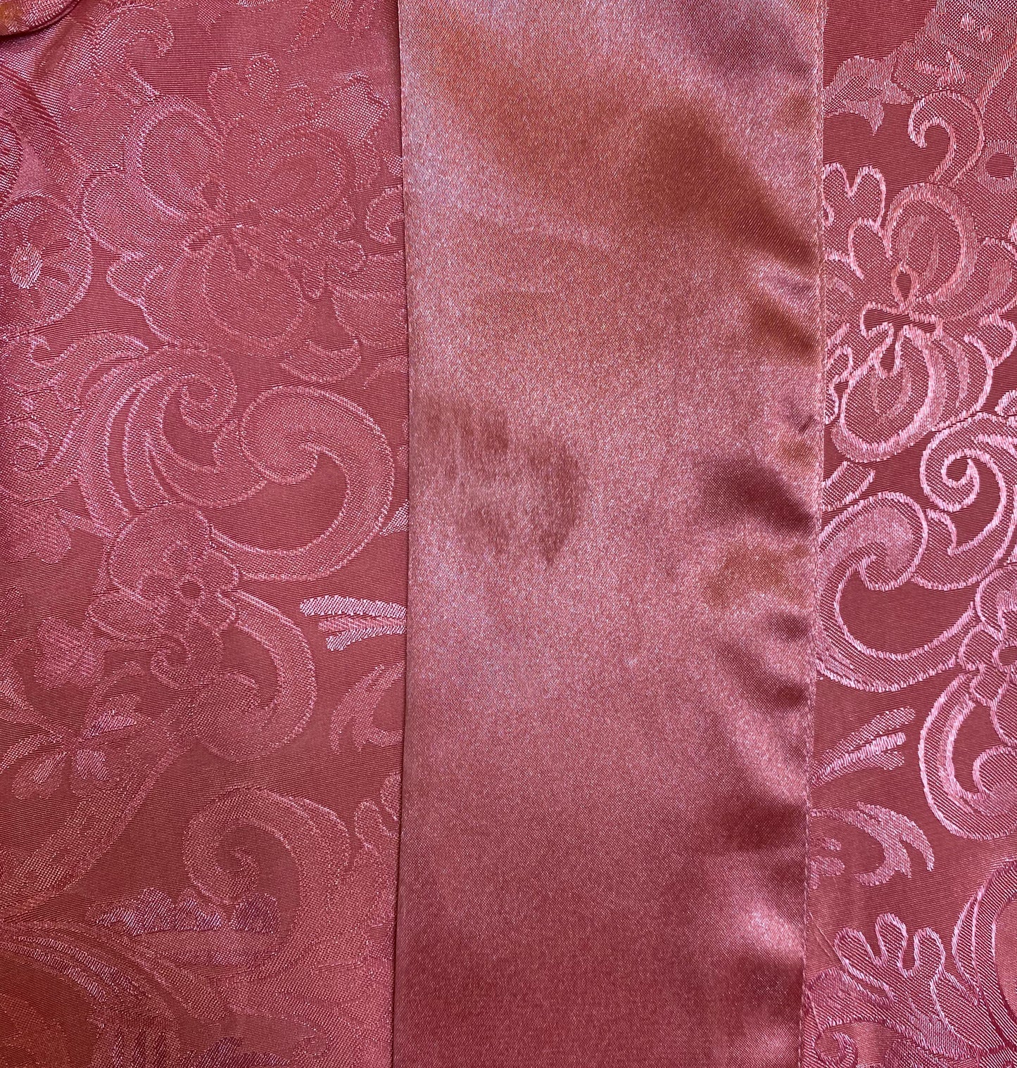 Vintage 90s Victoria's Secret Rose Pink Jacquard Satin Robe - One Size | Boho Loungewear Belted Mini Kimono