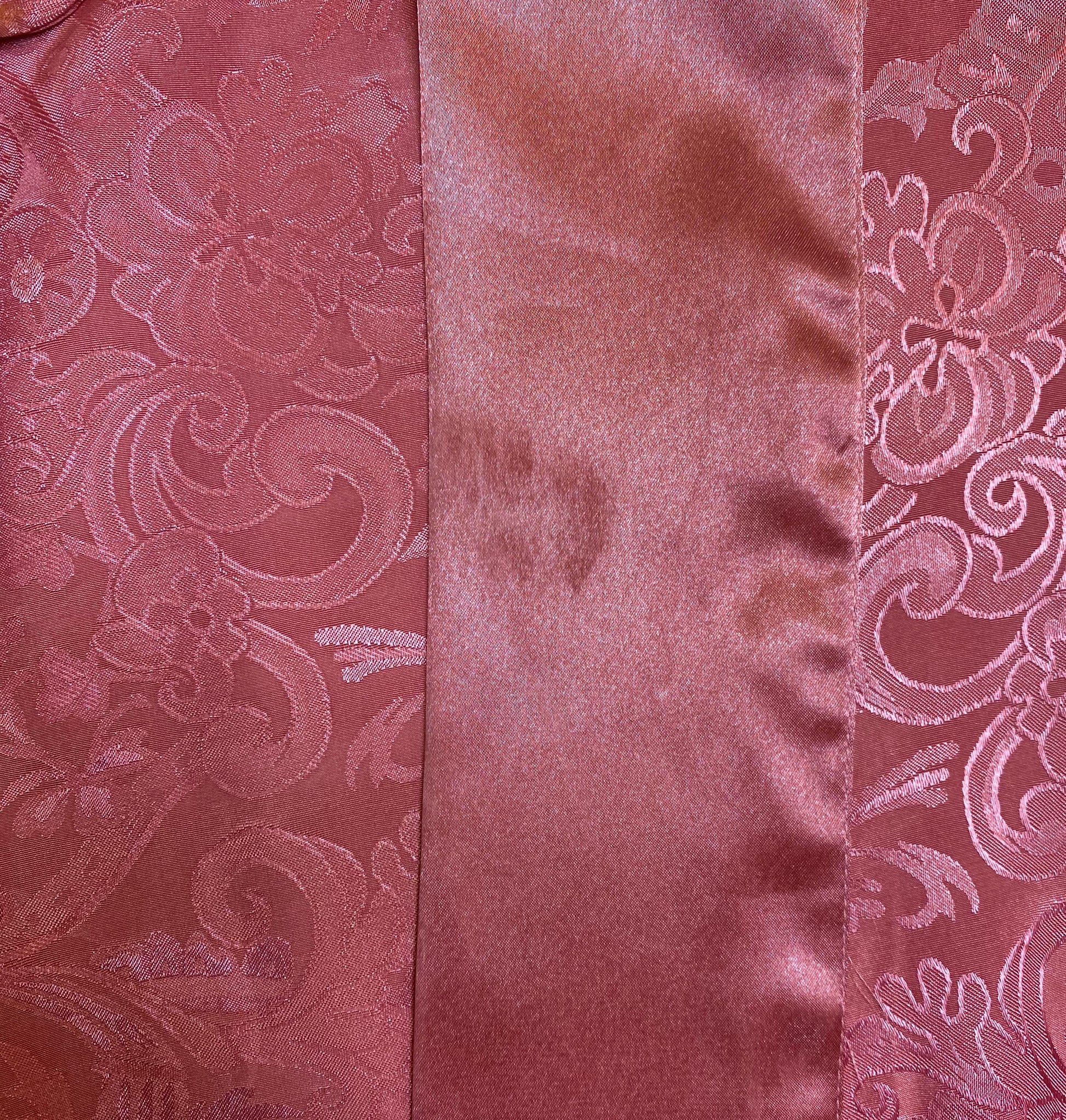 Vintage 90s Victoria's Secret Rose Pink Jacquard Satin Robe - One Size | Boho Loungewear Belted Mini Kimono