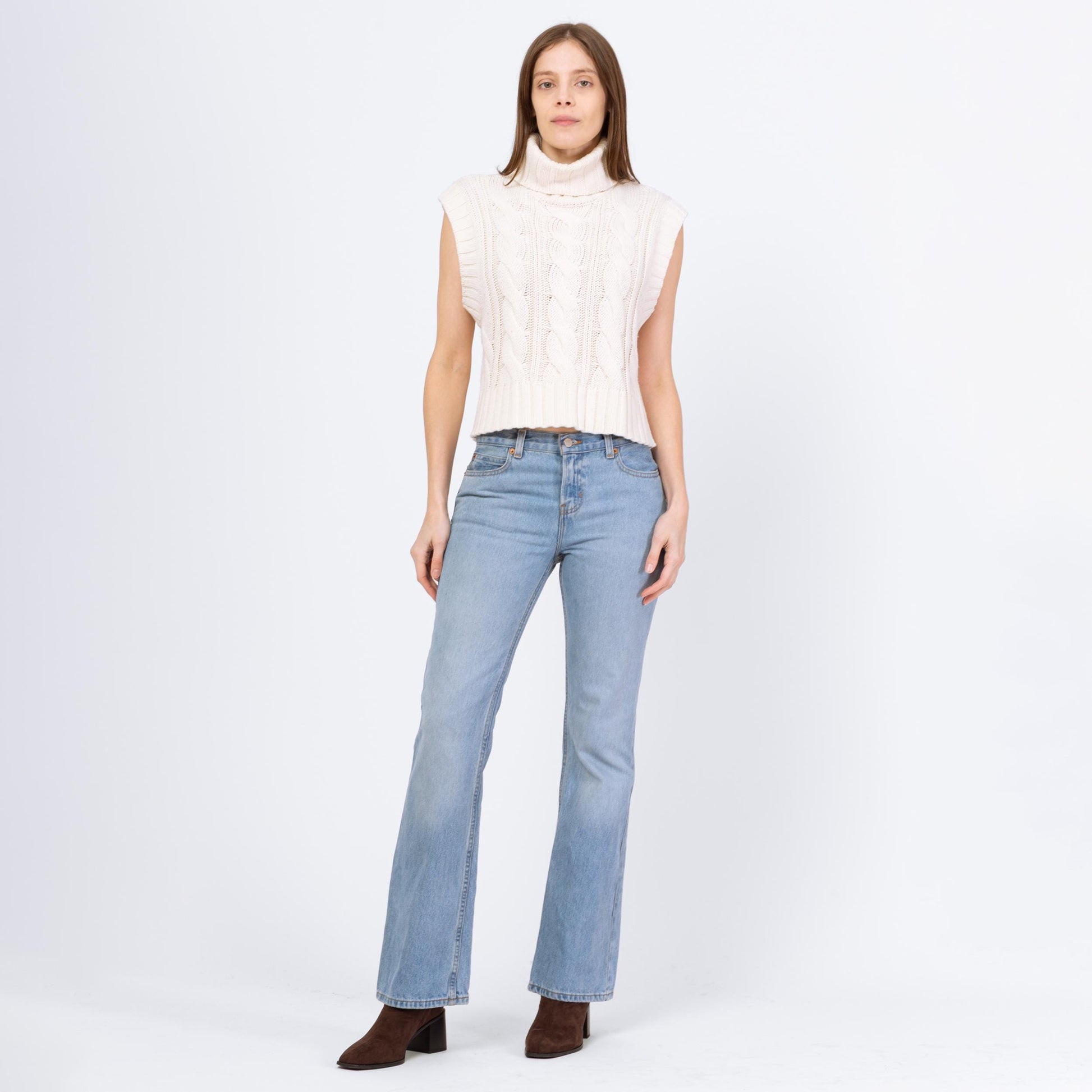 Vintage Y2K Light Wash Low Rise Bootcut Jeans – Small | Faded Denim 2000s Low Riders