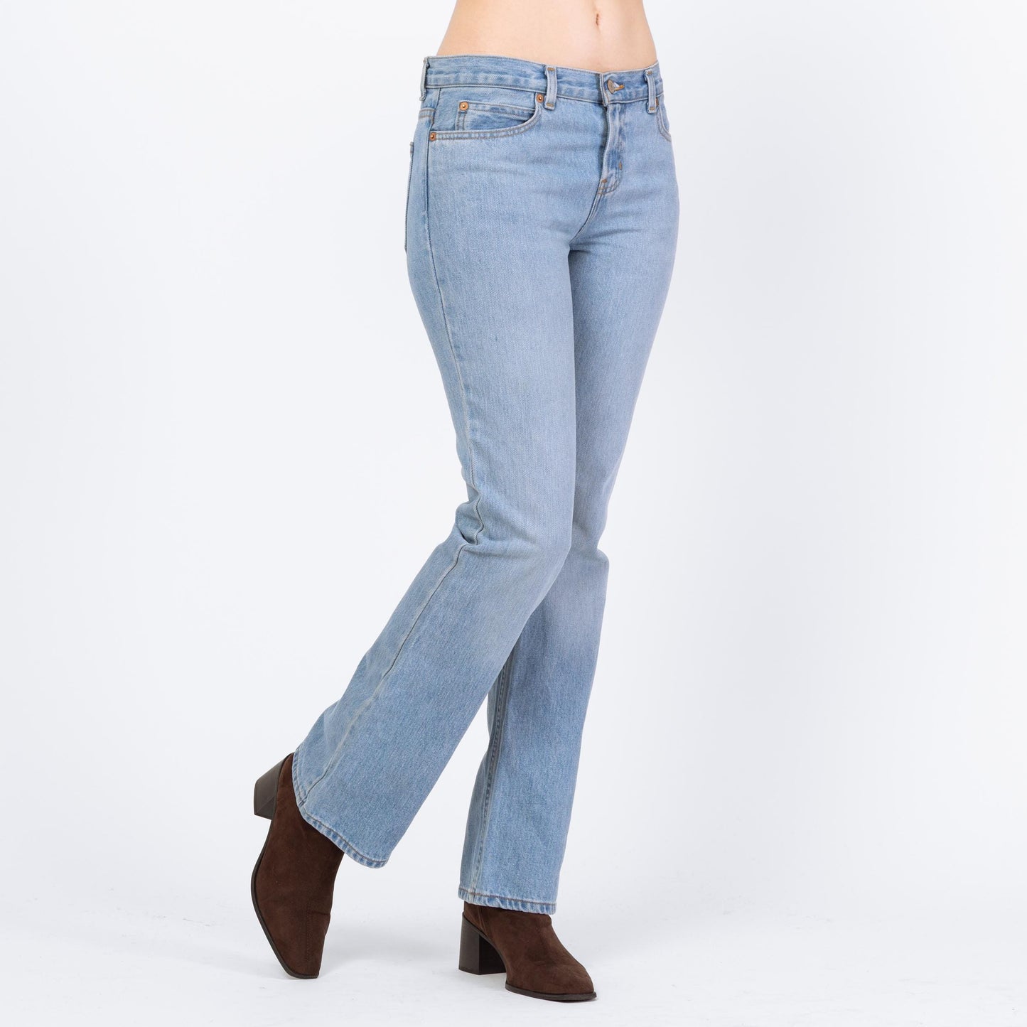 Vintage Y2K Light Wash Low Rise Bootcut Jeans – Small | Faded Denim 2000s Low Riders