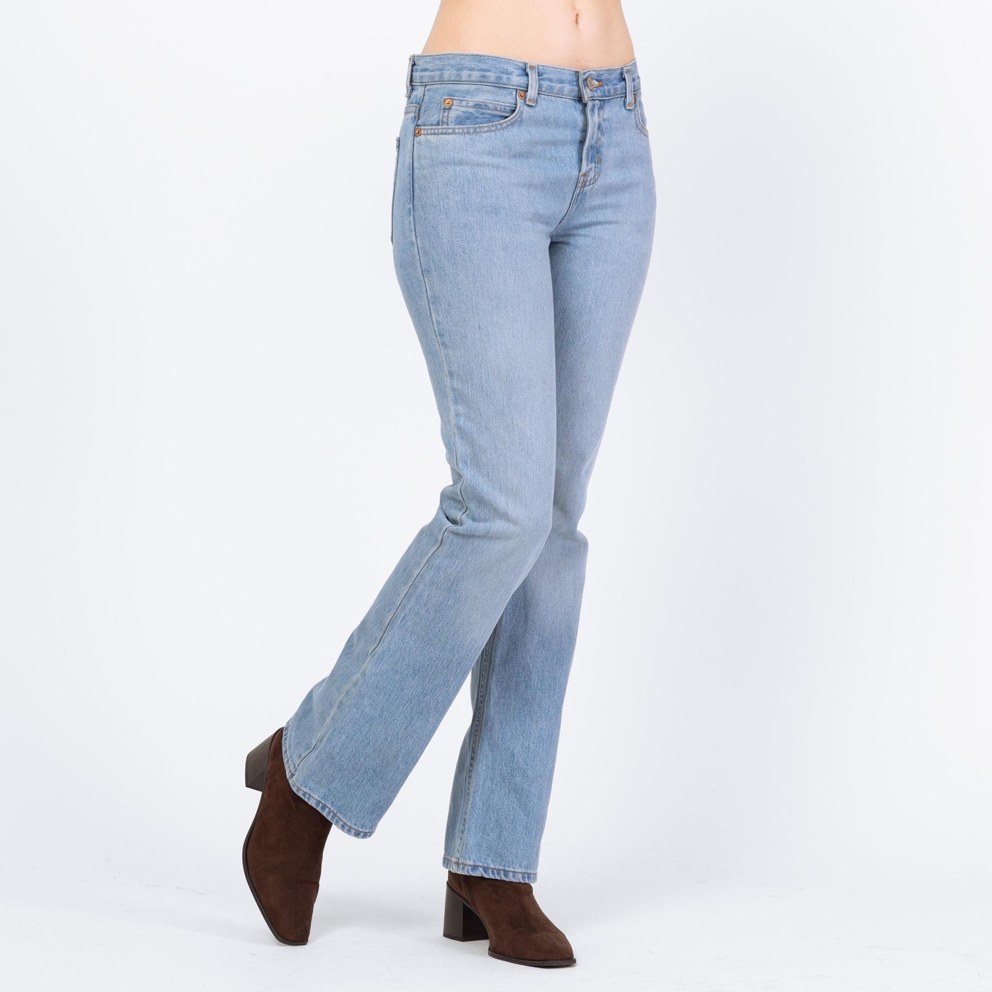 Vintage Y2K Light Wash Low Rise Bootcut Jeans – Small | Faded Denim 2000s Low Riders