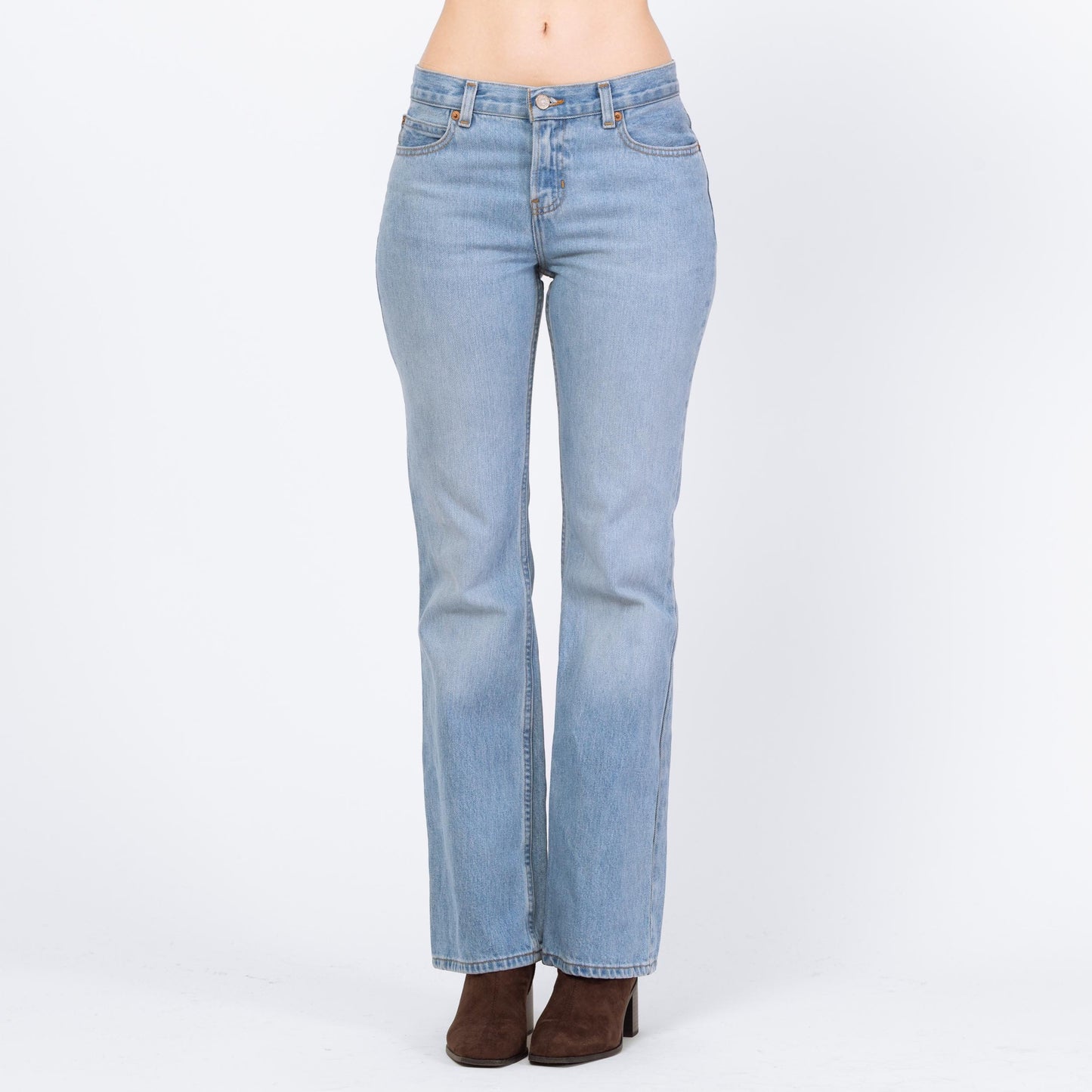 Vintage Y2K Light Wash Low Rise Bootcut Jeans – Small | Faded Denim 2000s Low Riders