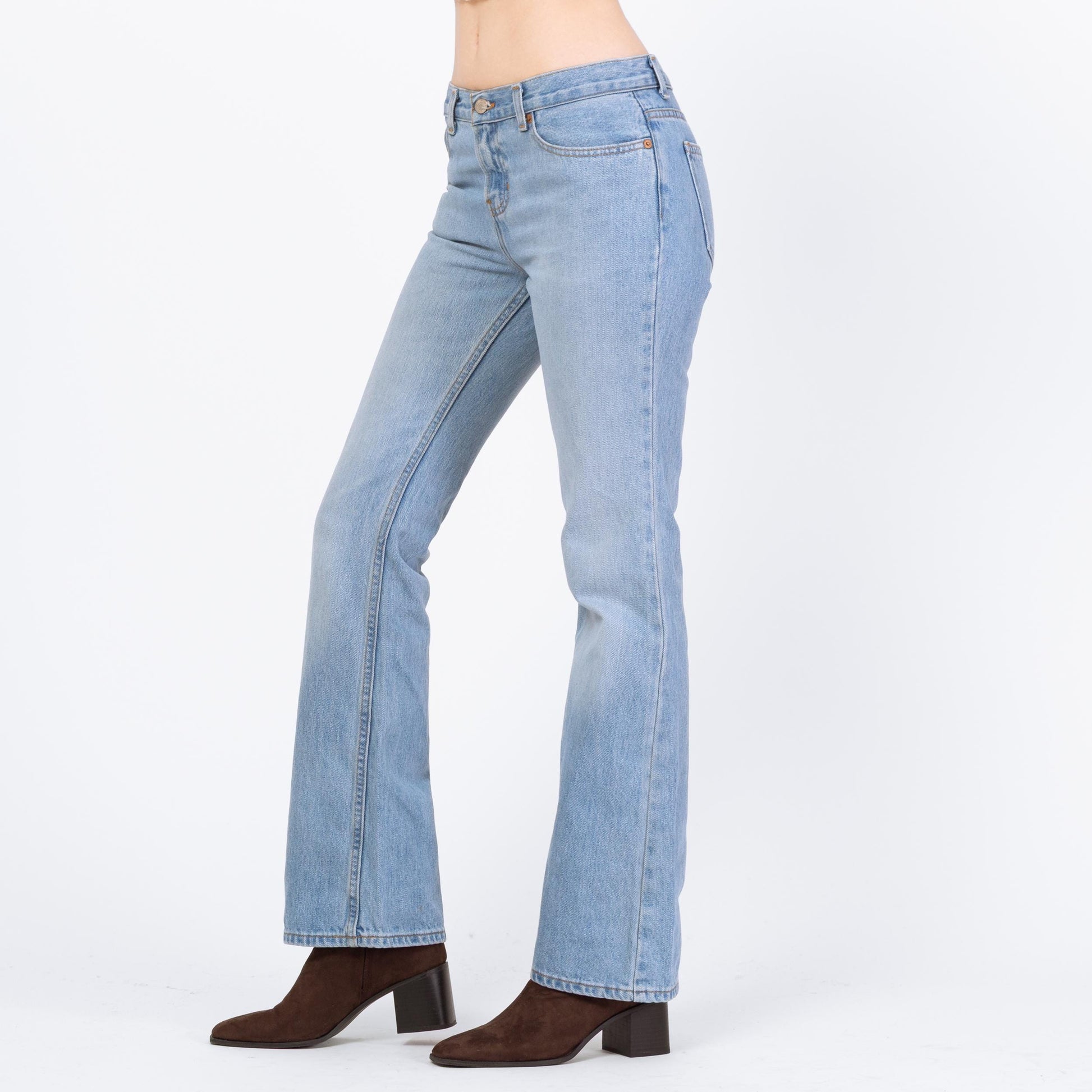 Vintage Y2K Light Wash Low Rise Bootcut Jeans – Small | Faded Denim 2000s Low Riders