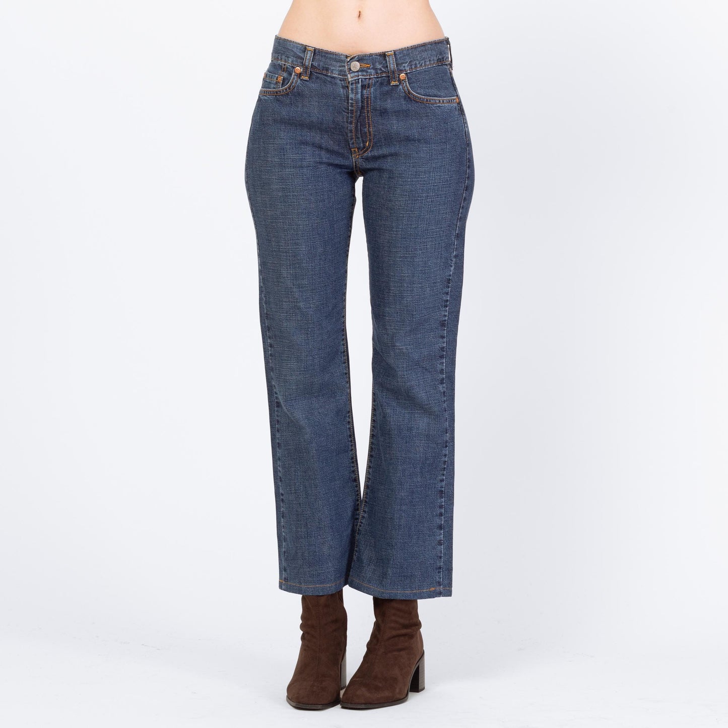 Vintage 90s Lucky Dark Wash Bootcut Jeans – Small | Low Rise Denim 2000s Cropped Jeans