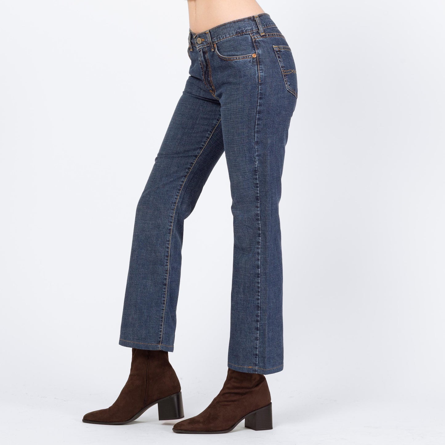 Vintage 90s Lucky Dark Wash Bootcut Jeans – Small | Low Rise Denim 2000s Cropped Jeans