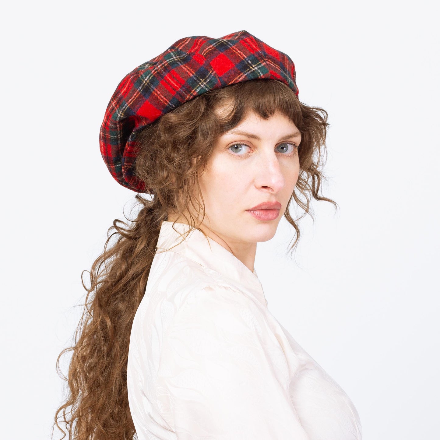Vintage 70s 80s Pendleton Red Tartan Wool Tweed Flat Cap - Medium | Newsboy Cabbie Hat