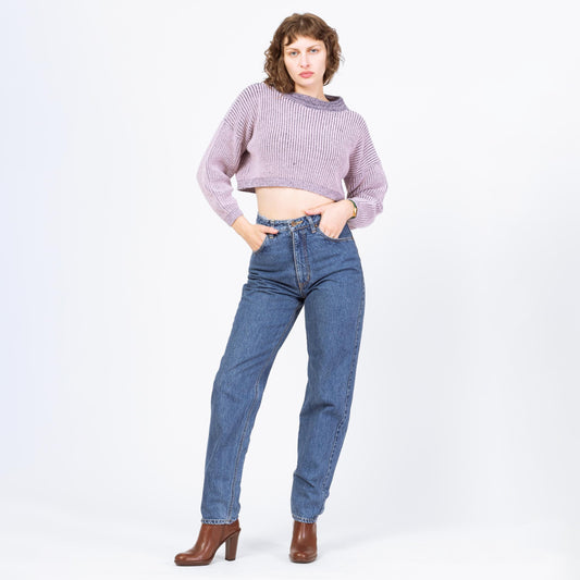 Vintage 90s Medium Wash Denim Jeans - 27x32 | High Waisted Tapered Leg Long Inseam Mom Jeans