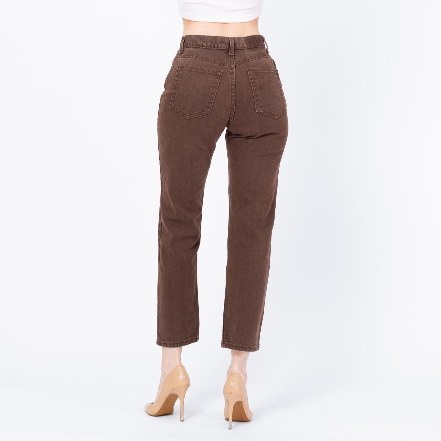 Vintage 90s Brown High Waisted Ankle Jeans - XS to Petite Small, 26" Waist | Denim Slim Straight Leg Mom Jeans