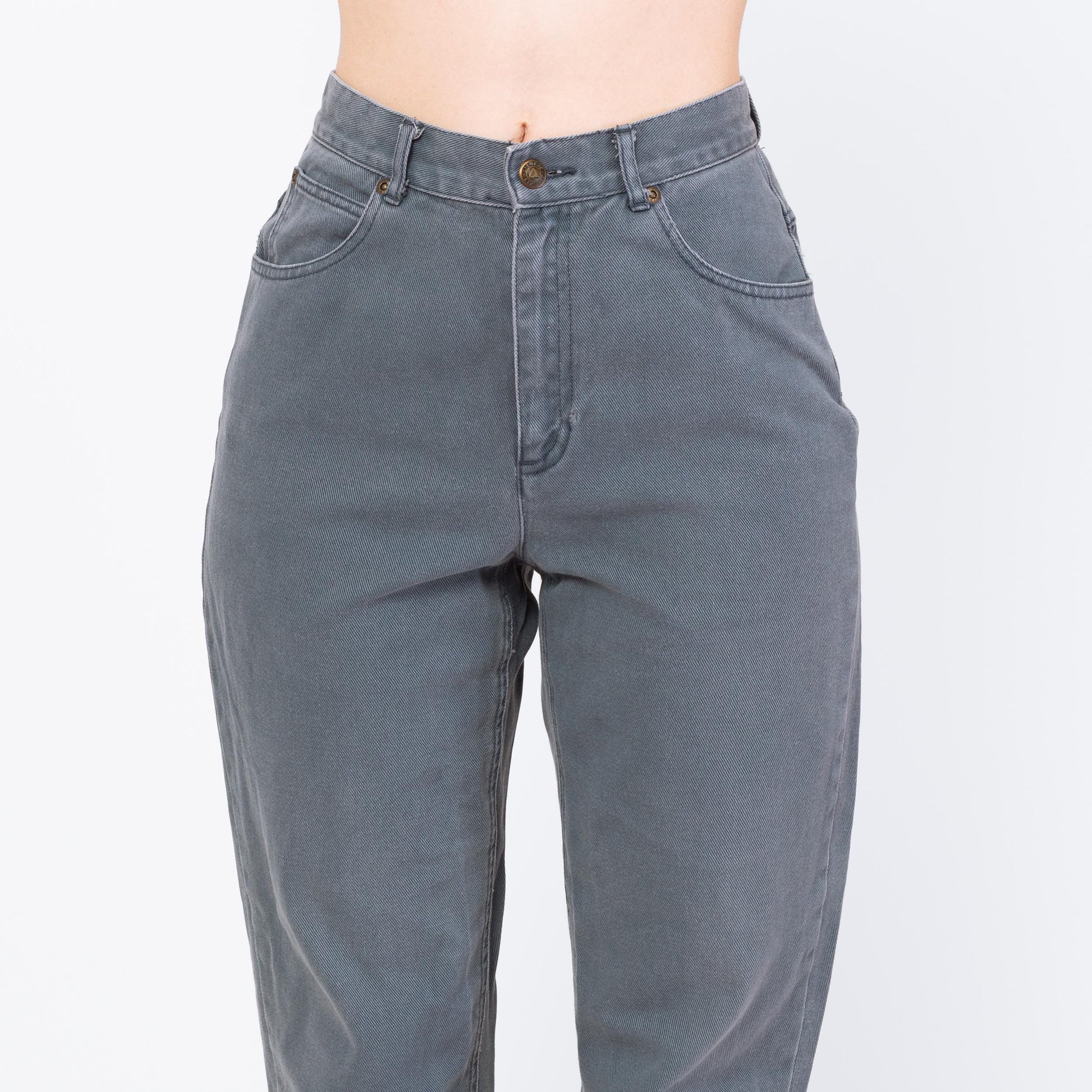 Vintage 90s Slate Blue High Waisted Jeans - Petite Small, 26" Waist | Denim Slim Straight Leg Mom Jeans