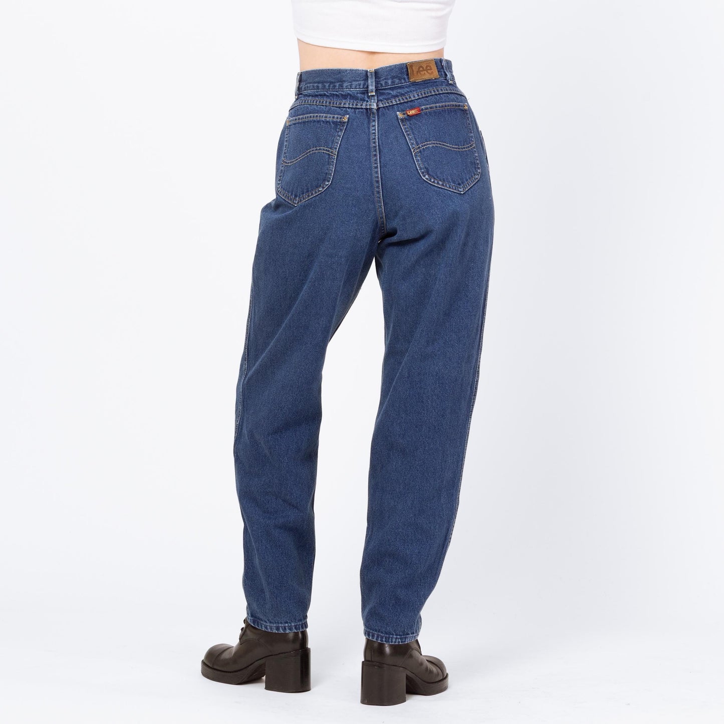Vintage 80s Lee Riders Dark Wash High Waisted Pleated Jeans - Medium, 29" Waist | Relaxed Fit Denim Baggy Mom Jeans