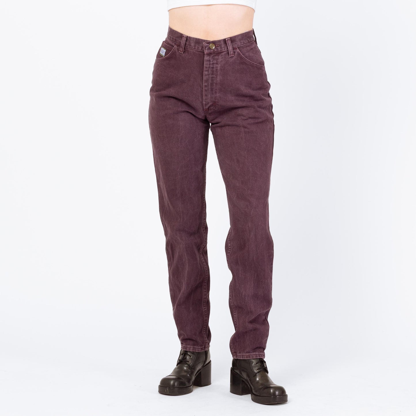 Vintage 90s Wrangler Plum Purple High Waisted Jeans - Small, 27" Waist | Denim Slim Straight Leg Mom Jeans