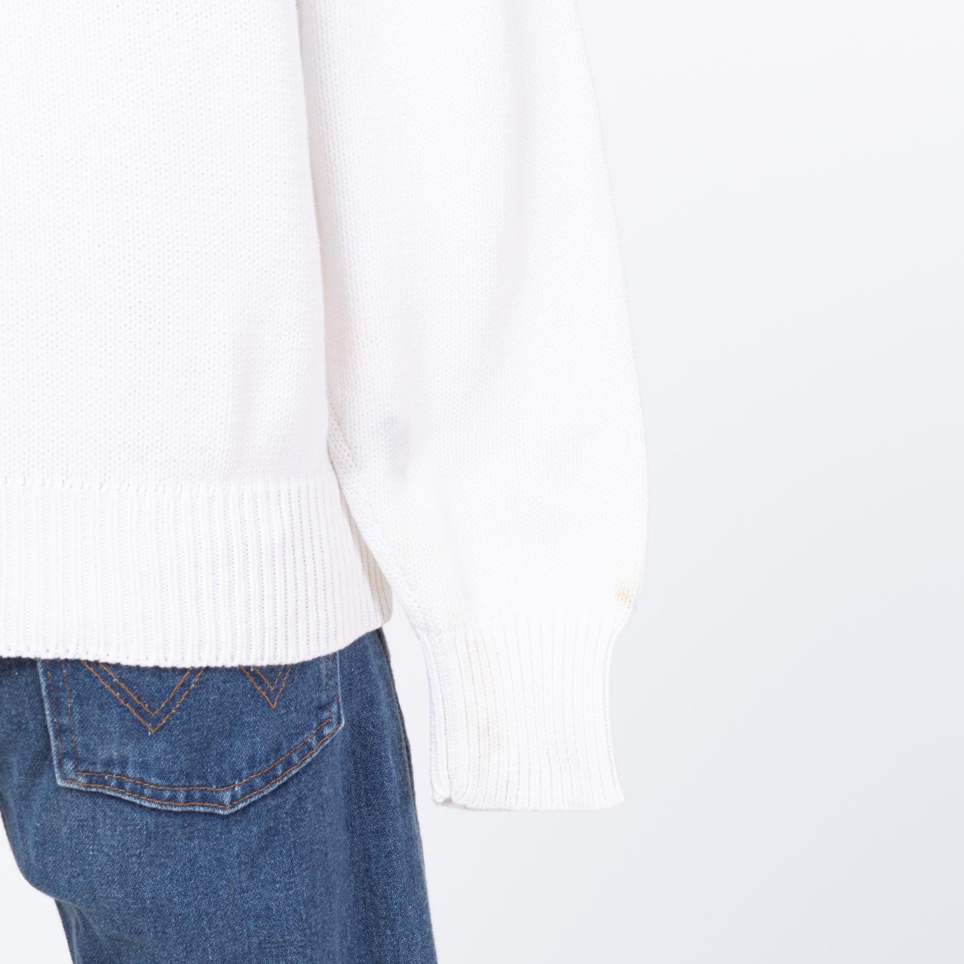 Vintage 80s Eddie Bauer Novelty Farm Animal Sweater, As Is - Medium | White Cotton Knit Cottagecore Grandma Pullover