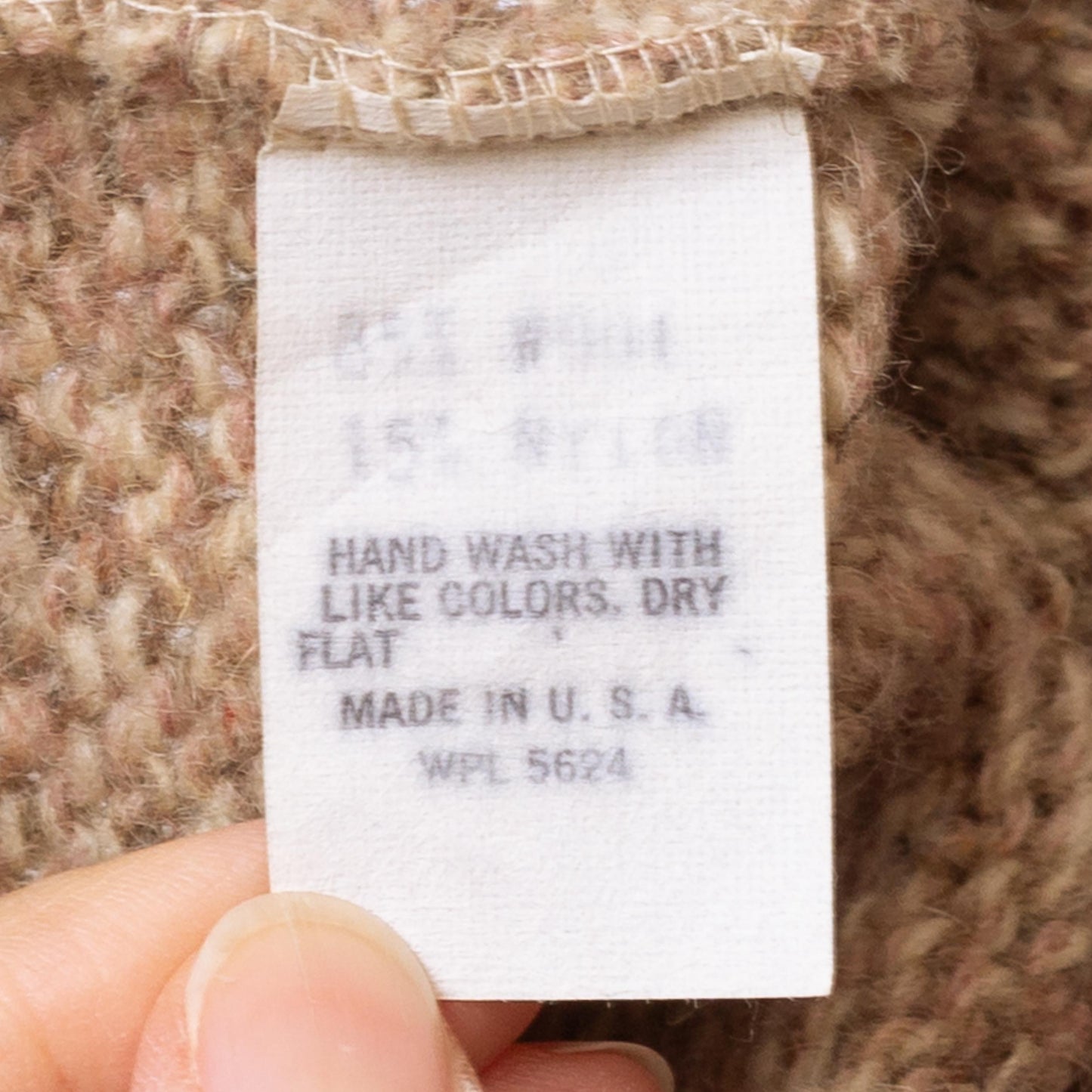 Vintage 80s Oatmeal Wool Blend Sweater - Small | Marled Knit Pullover