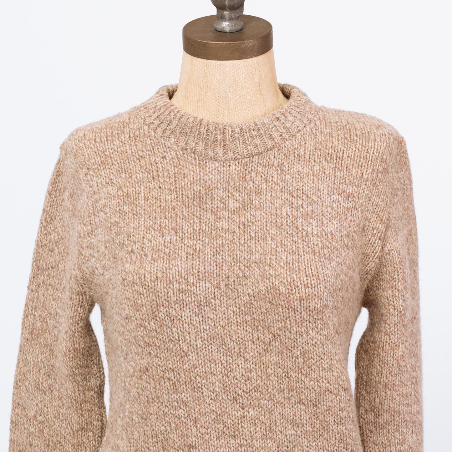 Vintage 80s Oatmeal Wool Blend Sweater - Small | Marled Knit Pullover
