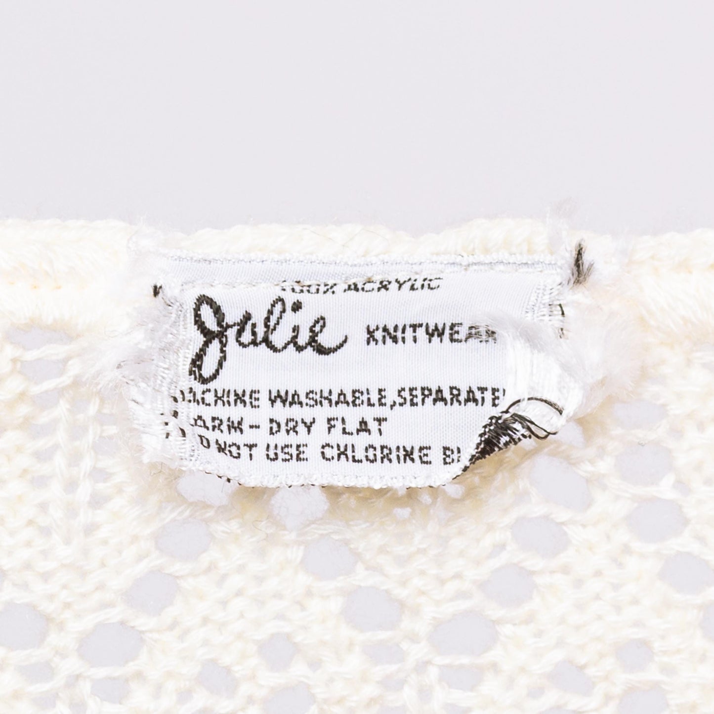 Vintage 70s Cream Eyelet Knit Puff Sleeve Sweater - Small | Boho Sheer Open Weave Cottagecore Pullover