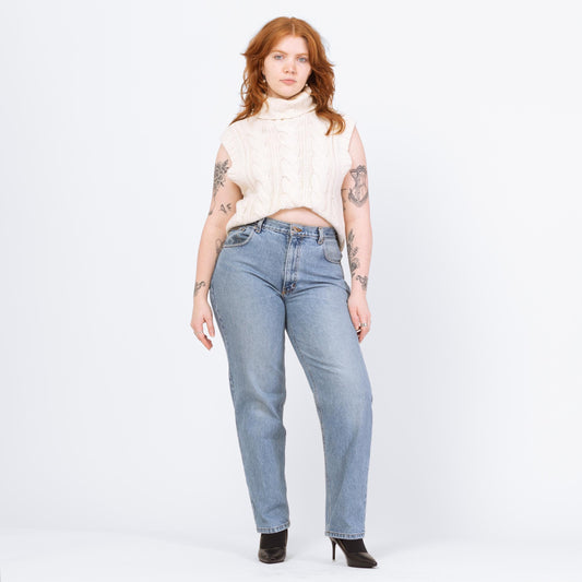 Vintage 90s Y2K Calvin Klein Light Wash Jeans - Large, 32" | CK Denim High Waisted Slim Straight Mom Jeans