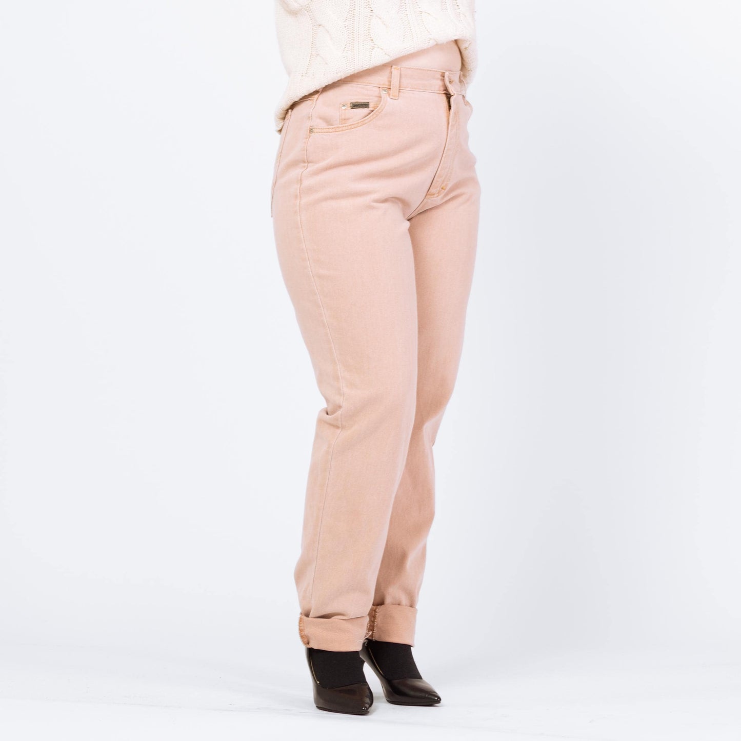 Vintage 90s Lee Dusty Pink High Waisted Jeans - Large Tall, 31" Waist | Peach Denim Slim Straight Long Inseam Mom Jeans