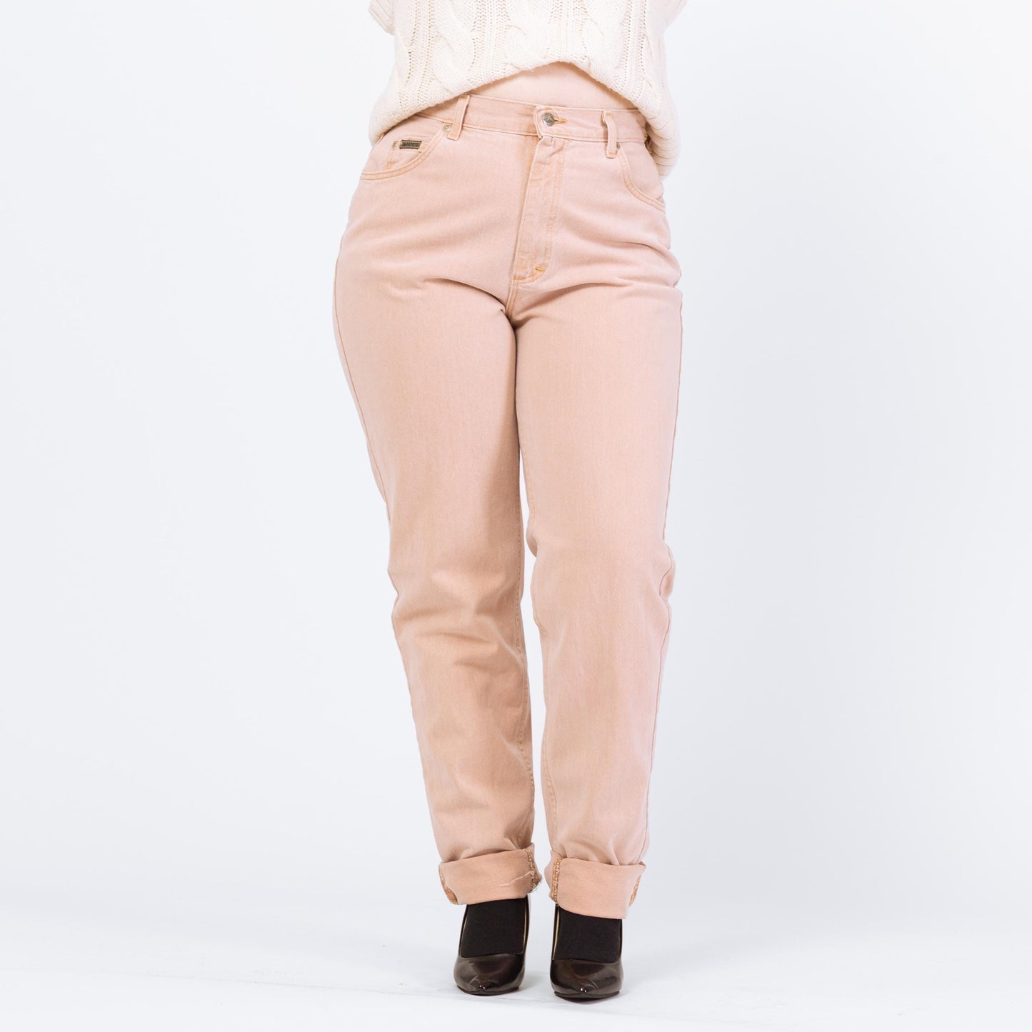 Vintage 90s Lee Dusty Pink High Waisted Jeans - Large Tall, 31" Waist | Peach Denim Slim Straight Long Inseam Mom Jeans