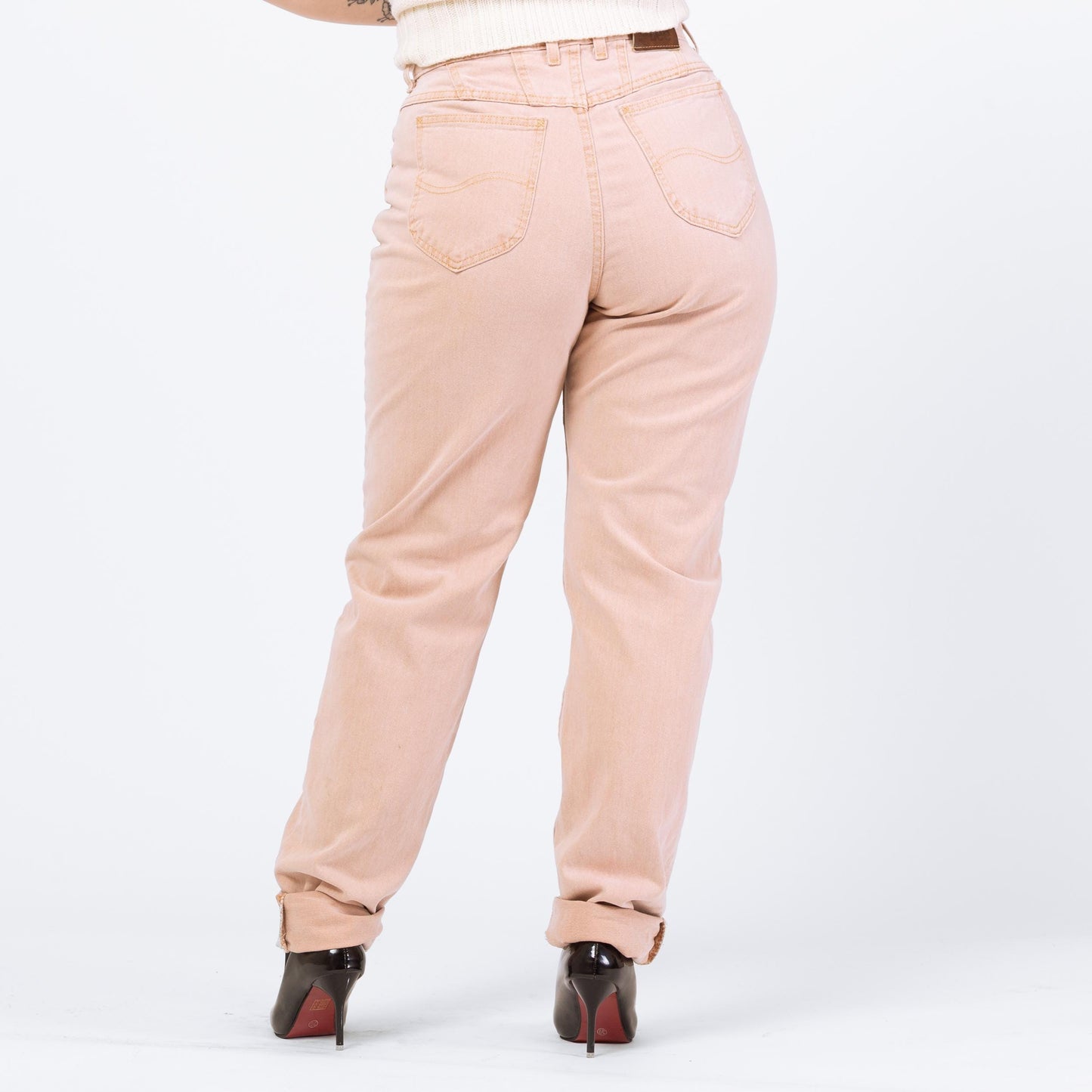 Vintage 90s Lee Dusty Pink High Waisted Jeans - Large Tall, 31" Waist | Peach Denim Slim Straight Long Inseam Mom Jeans