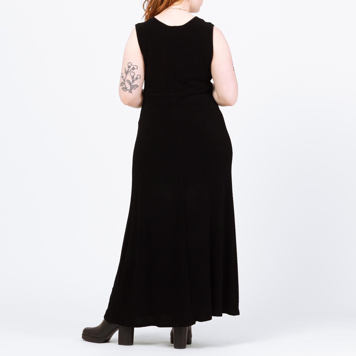 Vintage 90s Slinky Black Maxi Tank Dress - Medium to Large | Sleeveless Stretchy Minimalist Grunge Dress