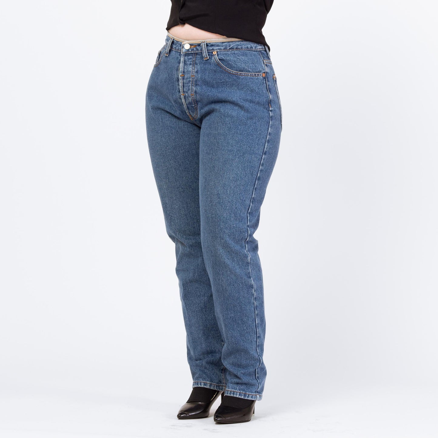 Vintage 90s Calvin Klein High Waisted Yoked Jeans - Large, 31" Waist | CK Medium Wash Denim Slim Straight Mom Jeans