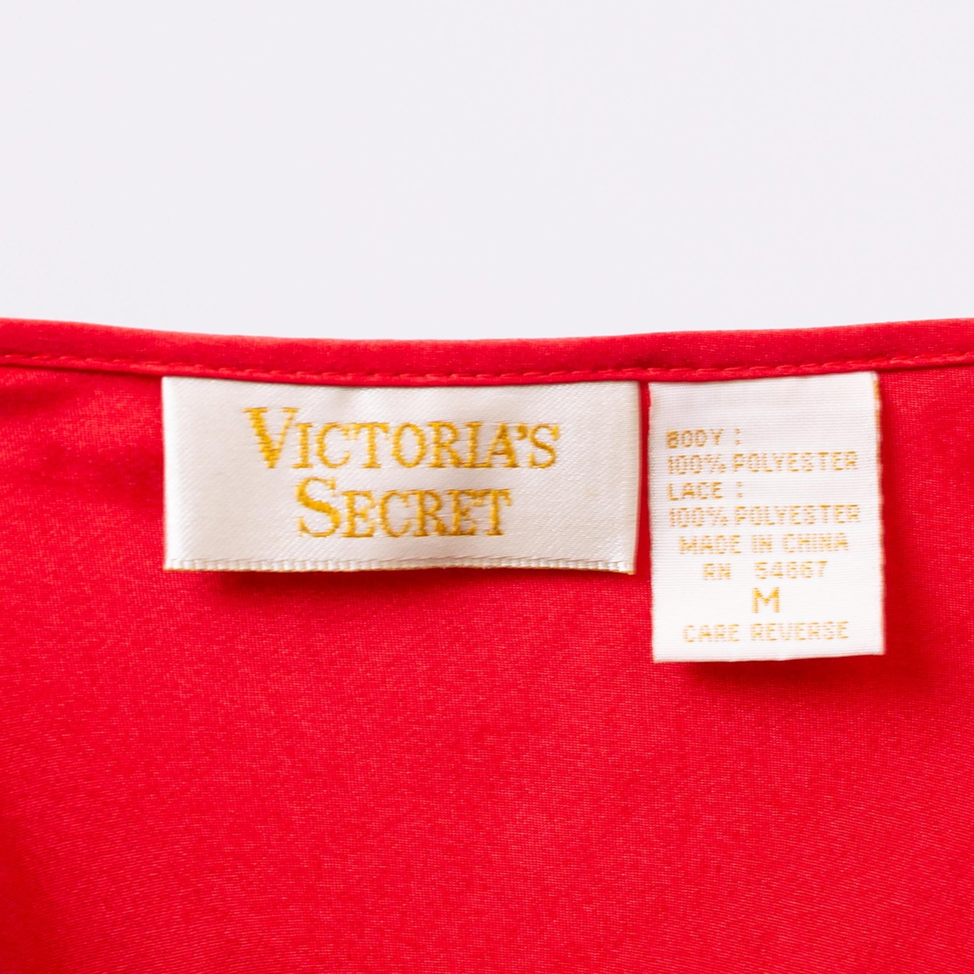 Vintage 90s Victoria's Secret Red Lace Trim Nightgown - Medium to Large | Sexy Negligee Nightie Maxi High Slit Slip Dress