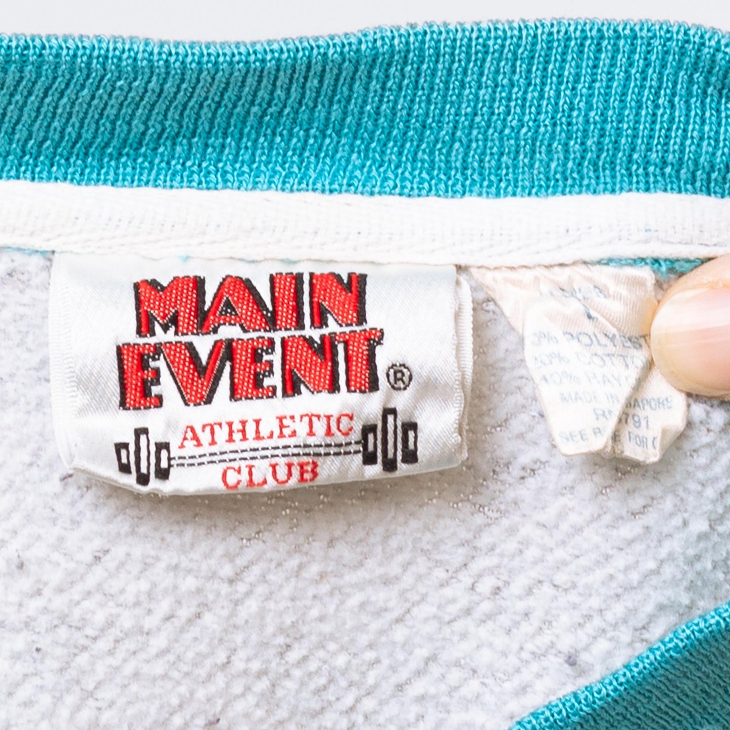 Vintage 80s Blue & Grey Checkered Henley Sweatshirt - Petite Large | Slouchy Cropped Pullover Half Button Sweater