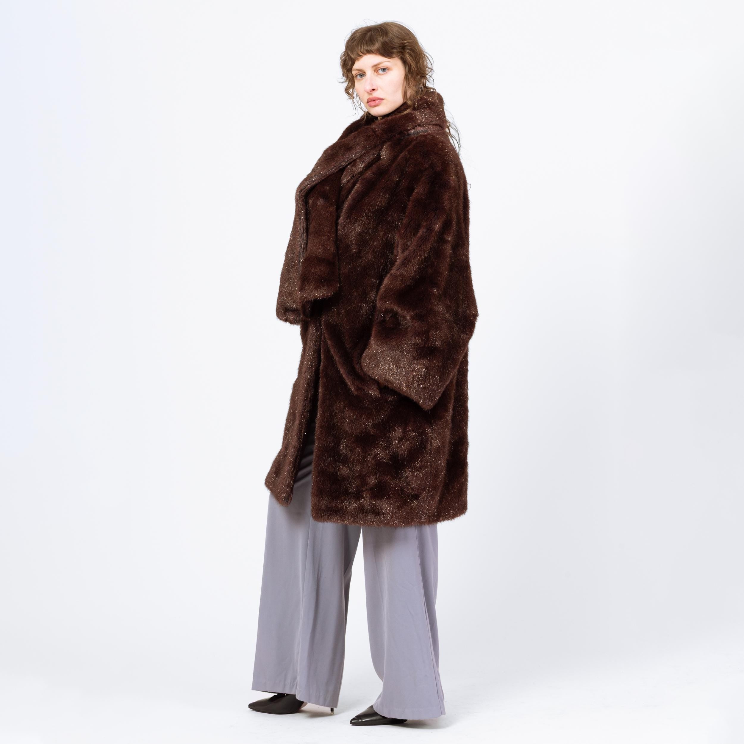 【90s】コムデギャルソン マフラー ストール フェイクファー ブラウン 激レア Vintage 80s Guy Laroche Mahogany Faux Fur Scarf Coat - Medium