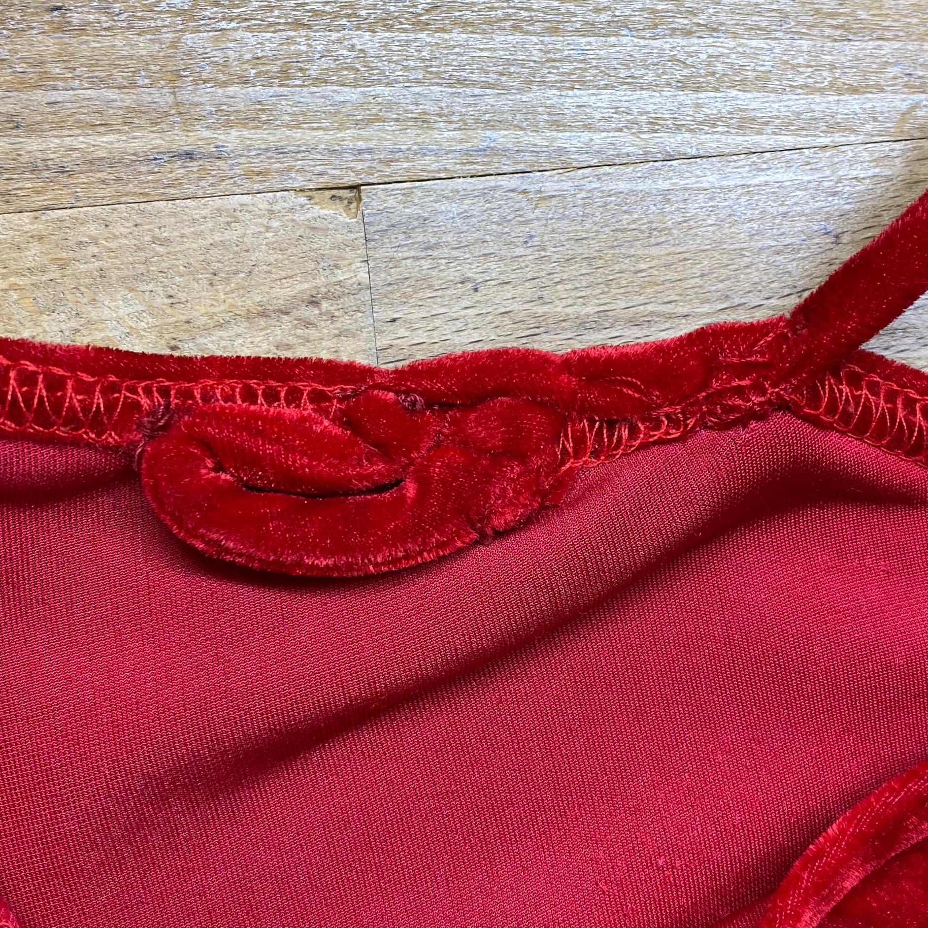 Vintage 90s Red Velvet Bombshell Maxi Dress - Extra Small | Criss Cross Spaghetti Strap Bodycon Formal Party Gown