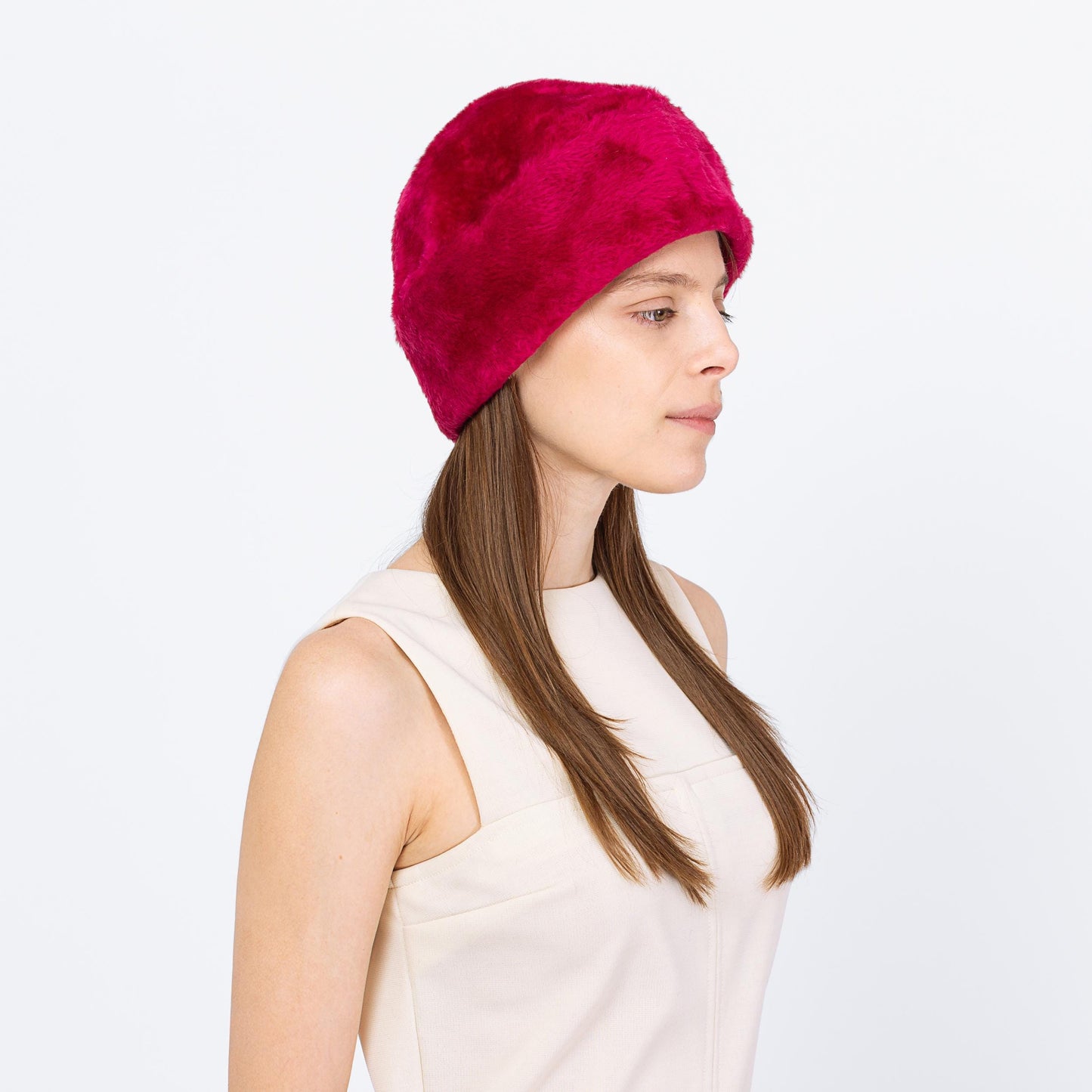 Vintage 50s 60 Miss Dior Magenta Pink Faux Fur Pillbox Hat - XS to Small