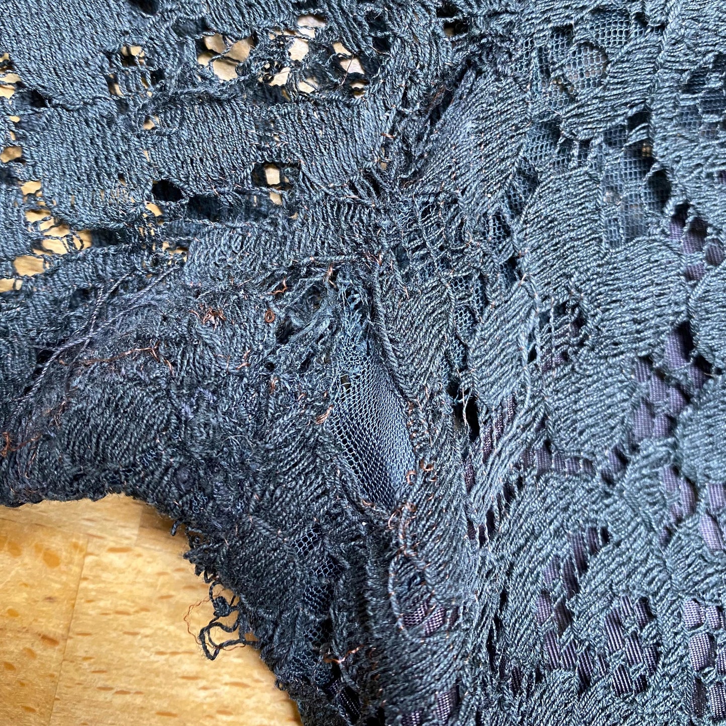 Vintage 60s Black Lace Fit & Flare Party Dress - Extra Small | Long Sleeve Knee Length Cocktail Dress, As Is