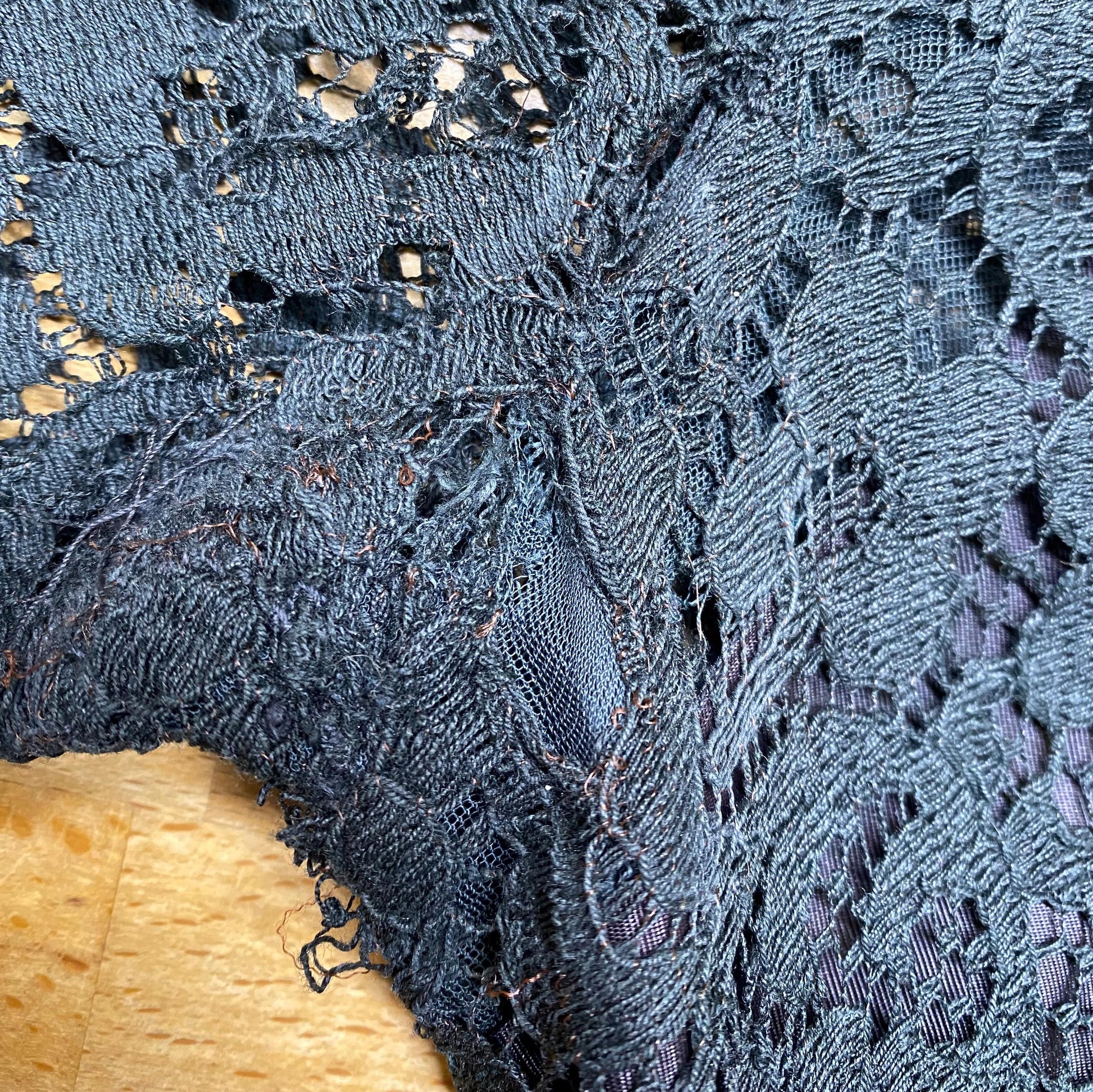 Vintage 60s Black Lace Fit & Flare Party Dress - Extra Small | Long Sleeve Knee Length Cocktail Dress, As Is