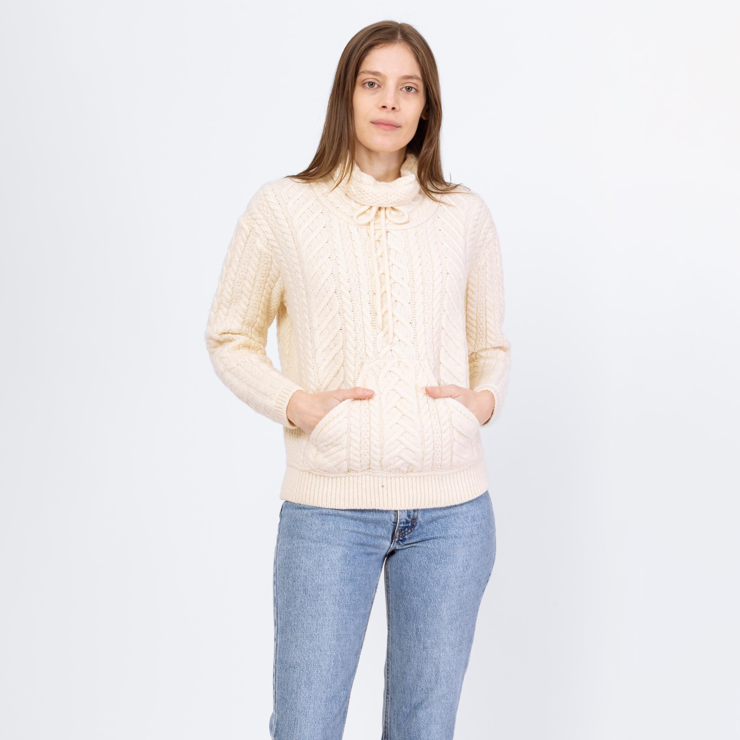 Vintage 90s Irish Merino Wool Funnel Neck Sweater - Small – Flying