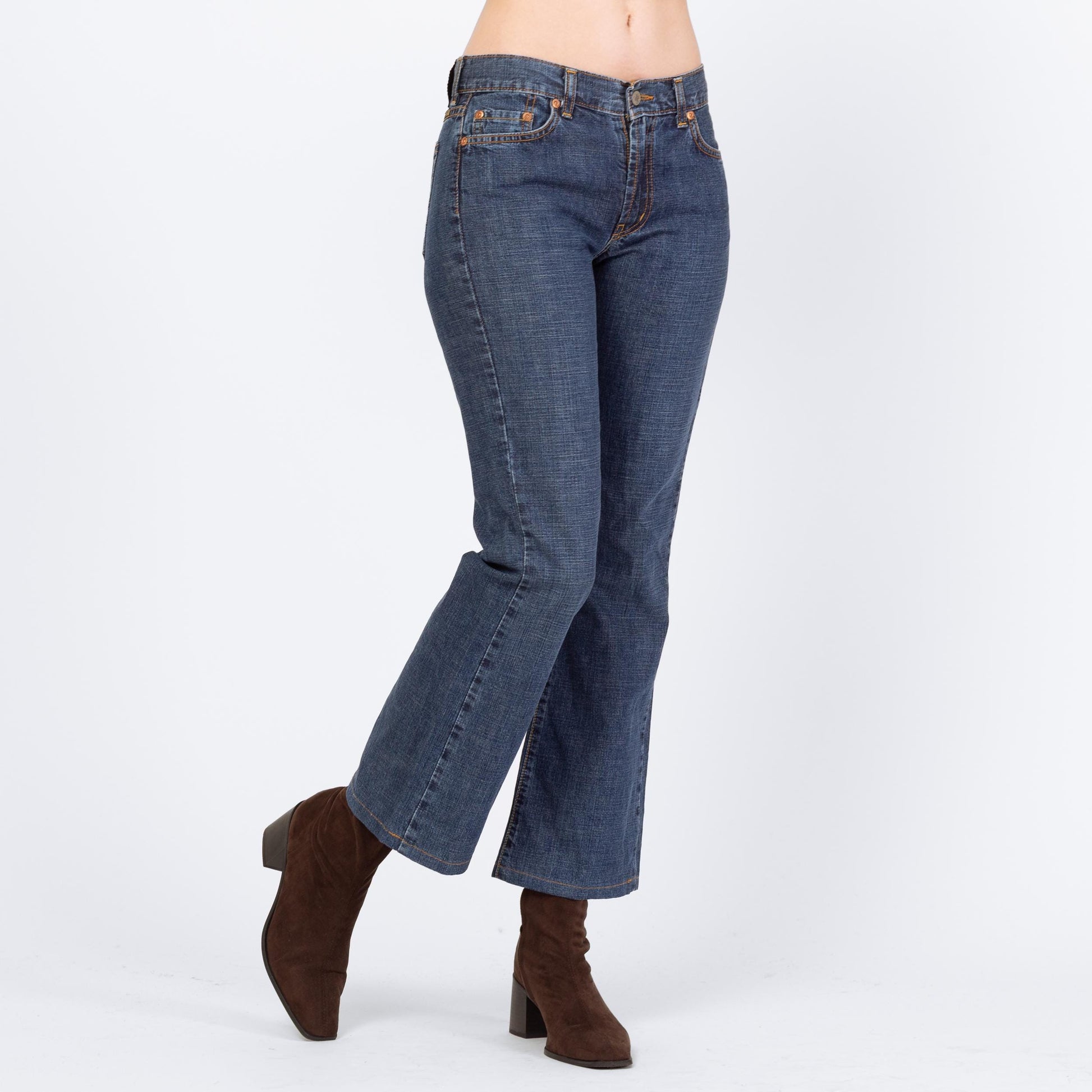 Vintage 90s Lucky Dark Wash Bootcut Jeans – Small | Low Rise Denim 2000s Cropped Jeans