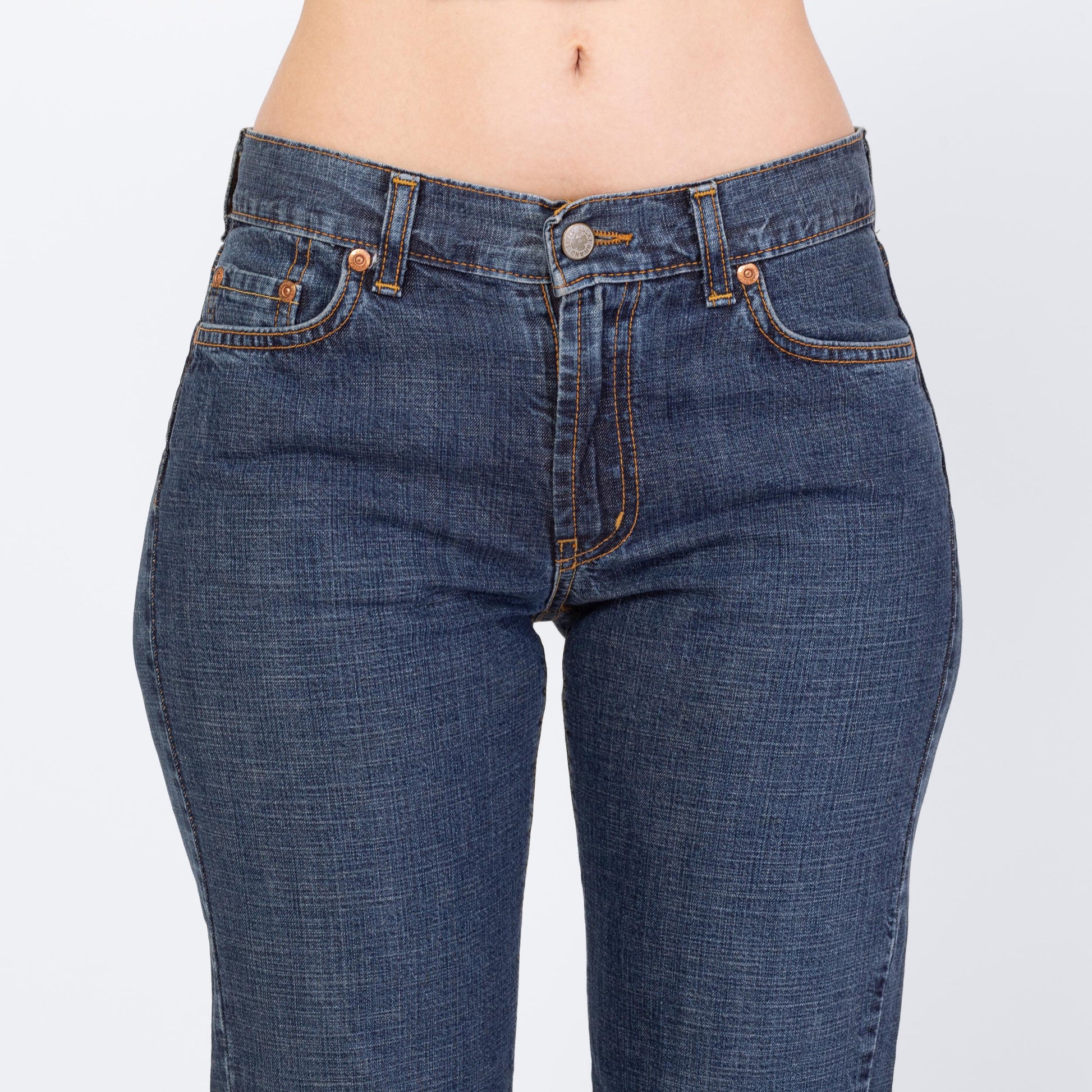 Vintage 90s Lucky Dark Wash Bootcut Jeans – Small | Low Rise Denim 2000s Cropped Jeans
