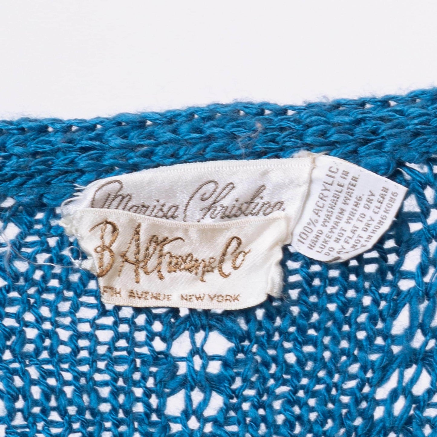 Vintage 80s Peacock Blue Cropped Cardigan - Small to Medium | Open Weave V Neck Button Up Sweater