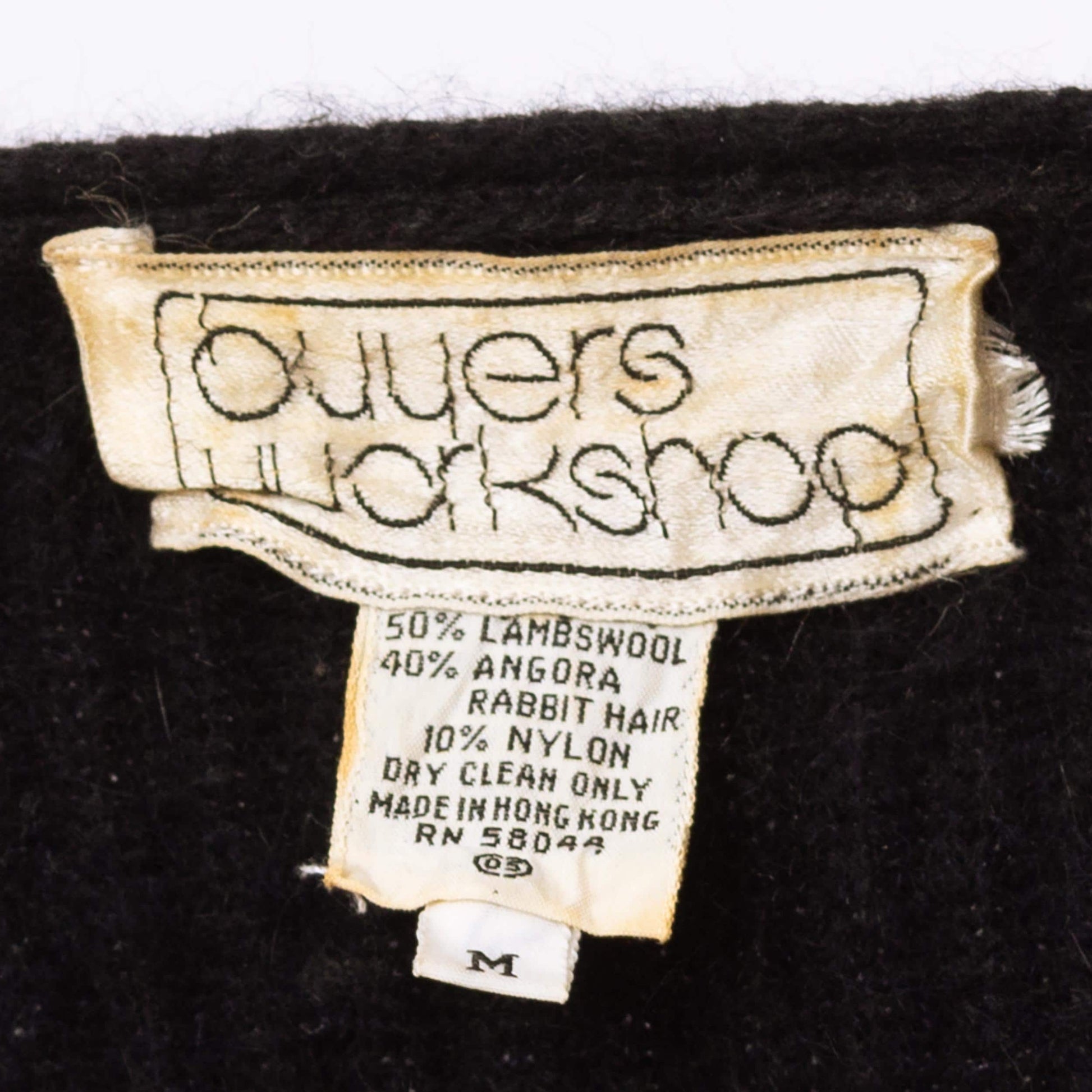 Vintage 80s Black Angora Fitted Waist Cardigan - Medium | Retro Balloon Sleeve Button Up V Neck Sweater