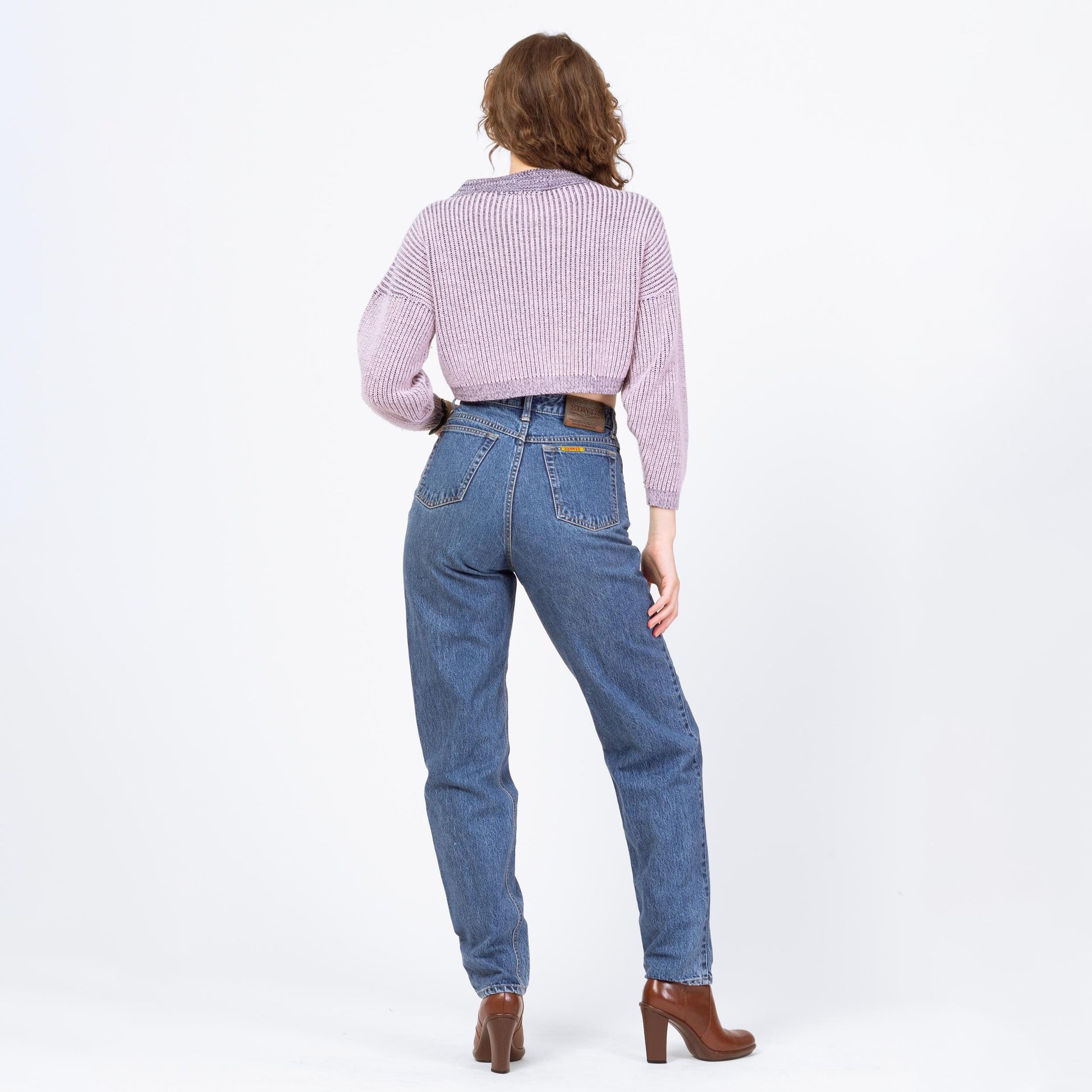 Vintage 90s Medium Wash Denim Jeans - 27x32 | High Waisted Tapered Leg Long Inseam Mom Jeans