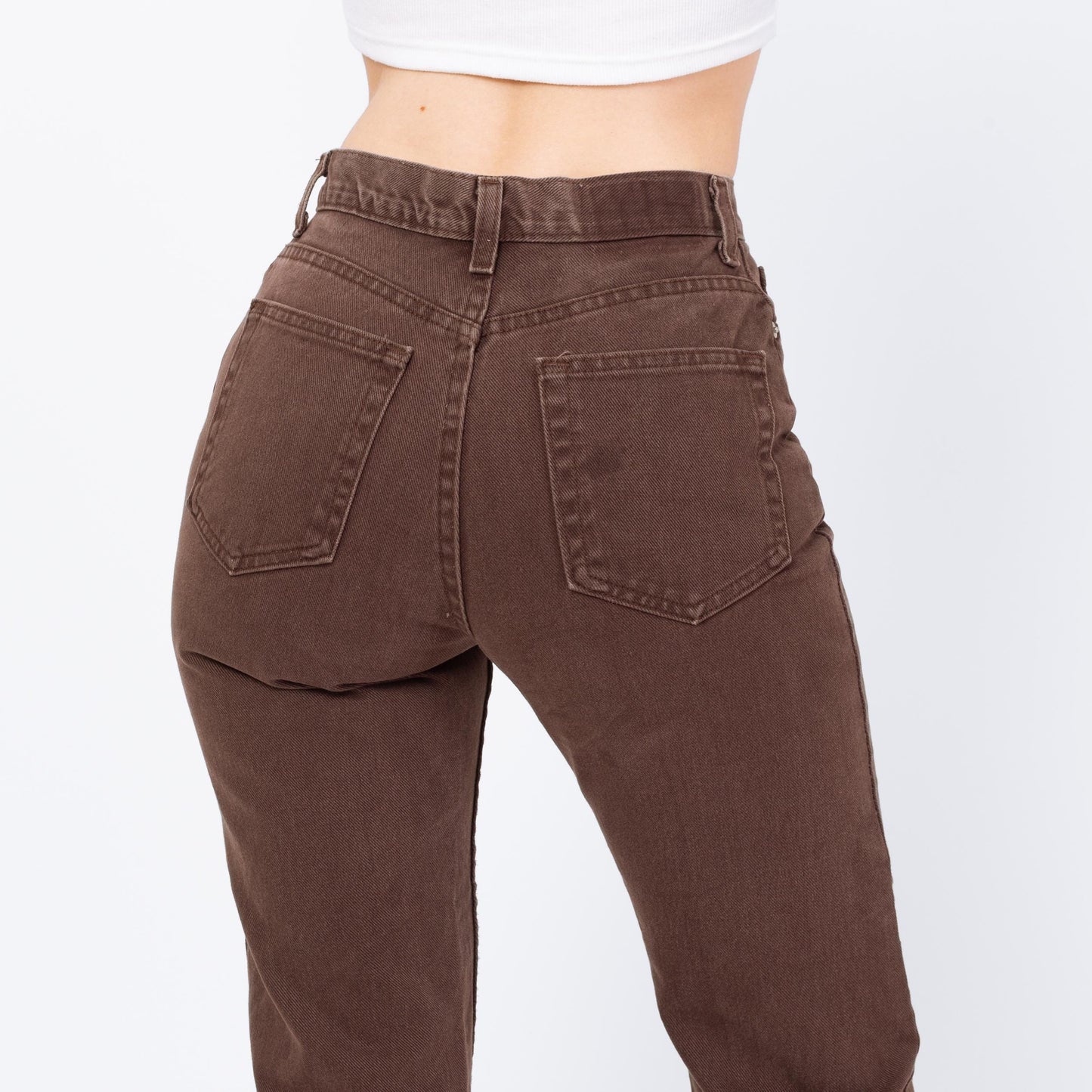 Vintage 90s Brown High Waisted Ankle Jeans - XS to Petite Small, 26" Waist | Denim Slim Straight Leg Mom Jeans