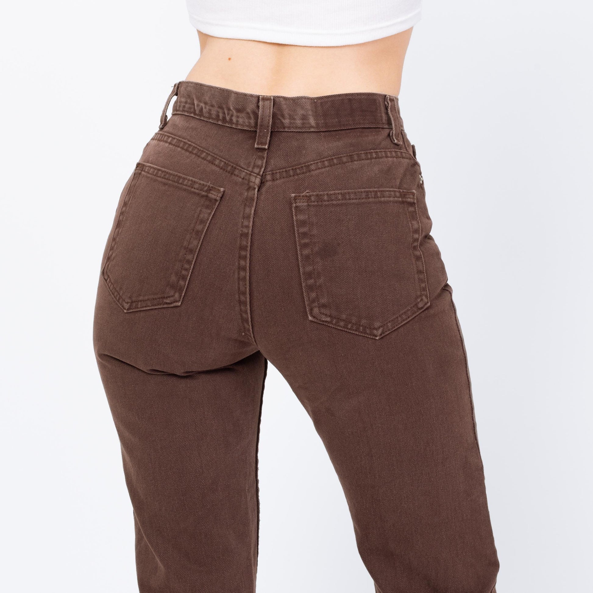 Vintage 90s Brown High Waisted Ankle Jeans - XS to Petite Small, 26" Waist | Denim Slim Straight Leg Mom Jeans