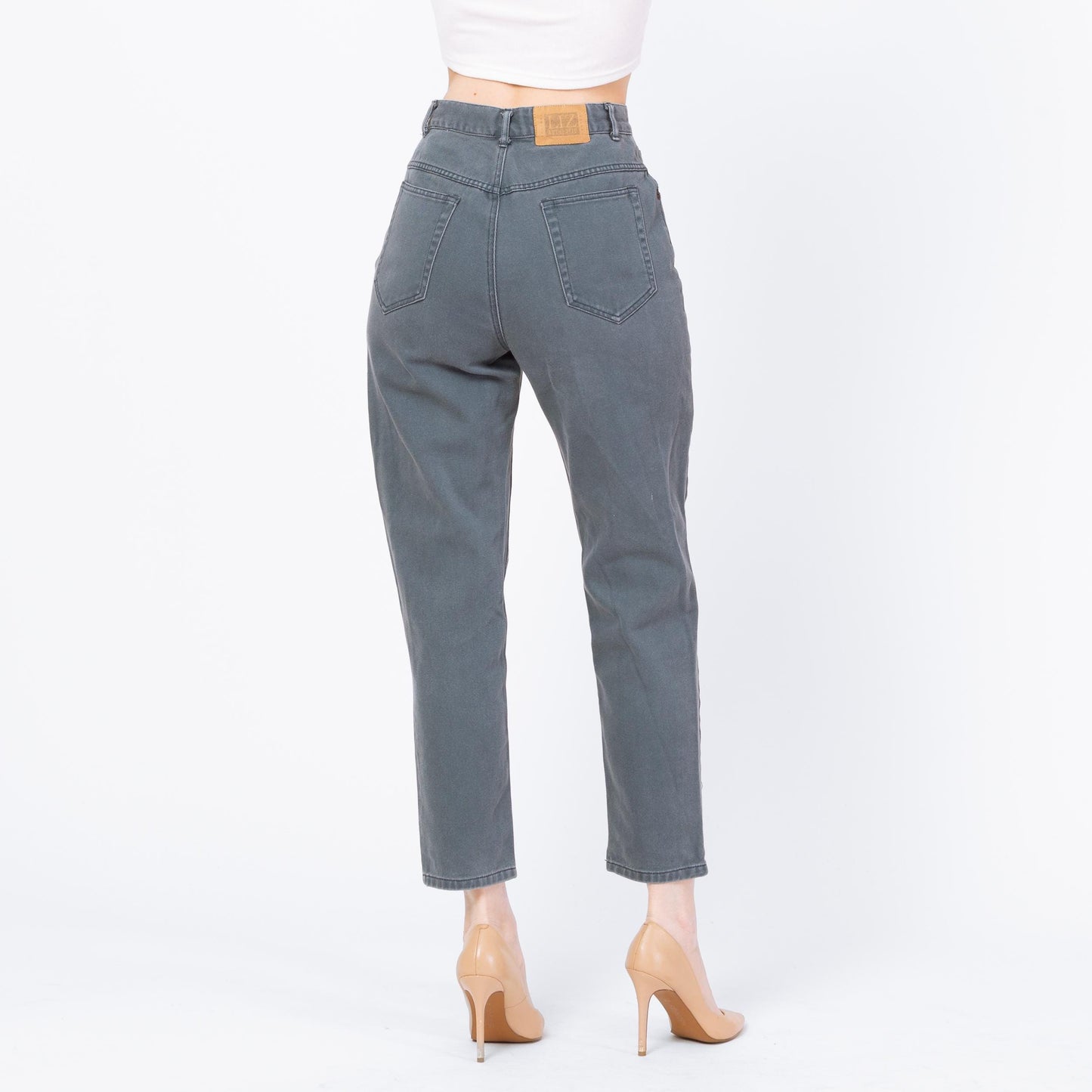 Vintage 90s Slate Blue High Waisted Jeans - Petite Small, 26" Waist | Denim Slim Straight Leg Mom Jeans