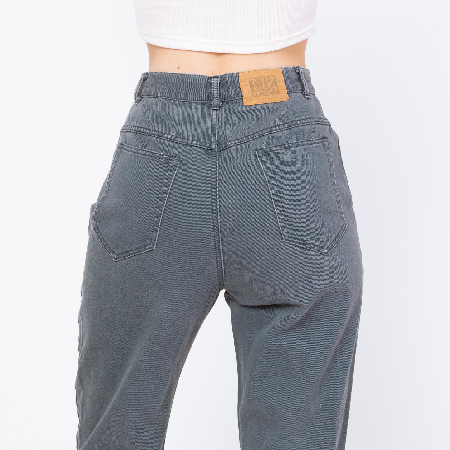 Vintage 90s Slate Blue High Waisted Jeans - Petite Small, 26" Waist | Denim Slim Straight Leg Mom Jeans