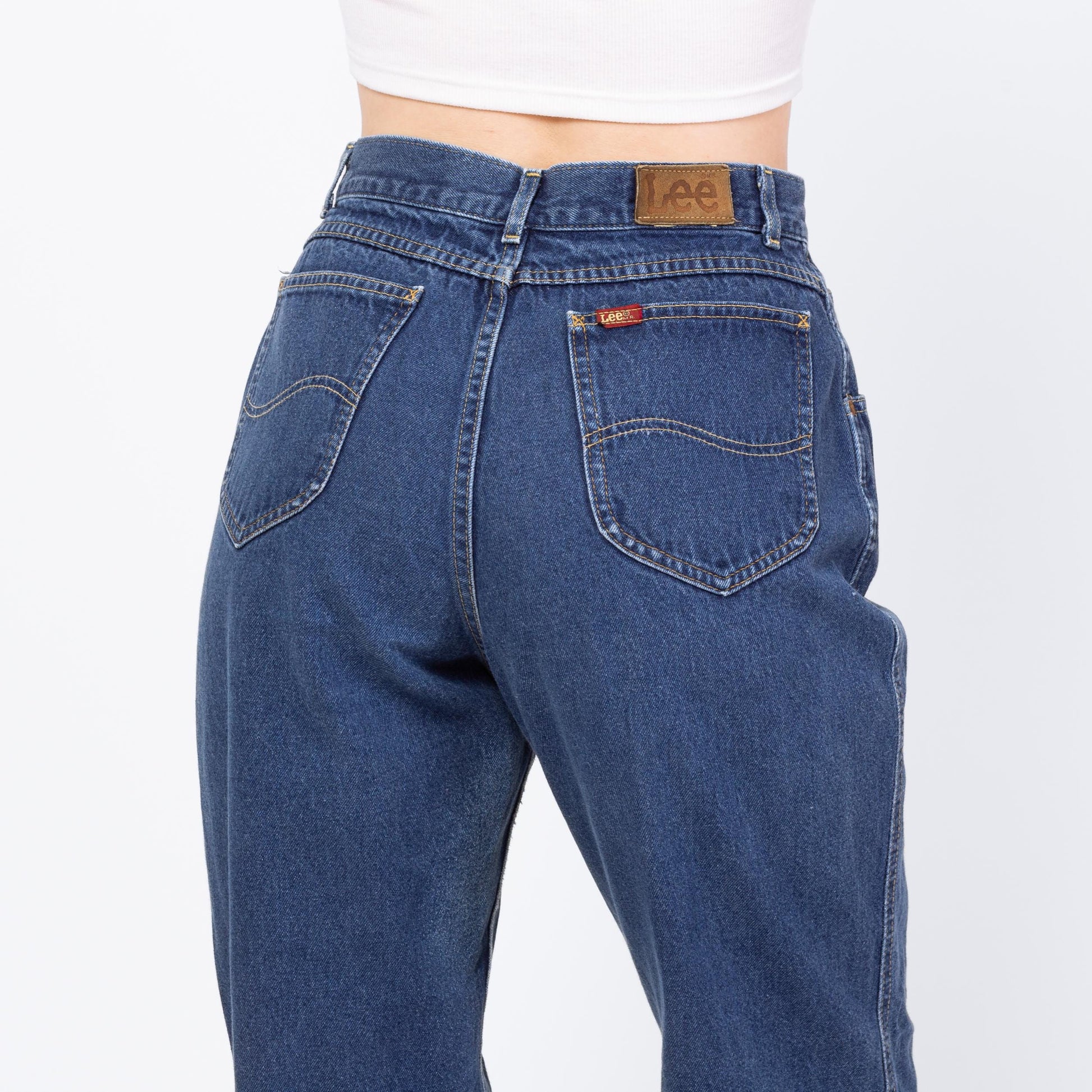 Vintage 80s Lee Riders Dark Wash High Waisted Pleated Jeans - Medium, 29" Waist | Relaxed Fit Denim Baggy Mom Jeans