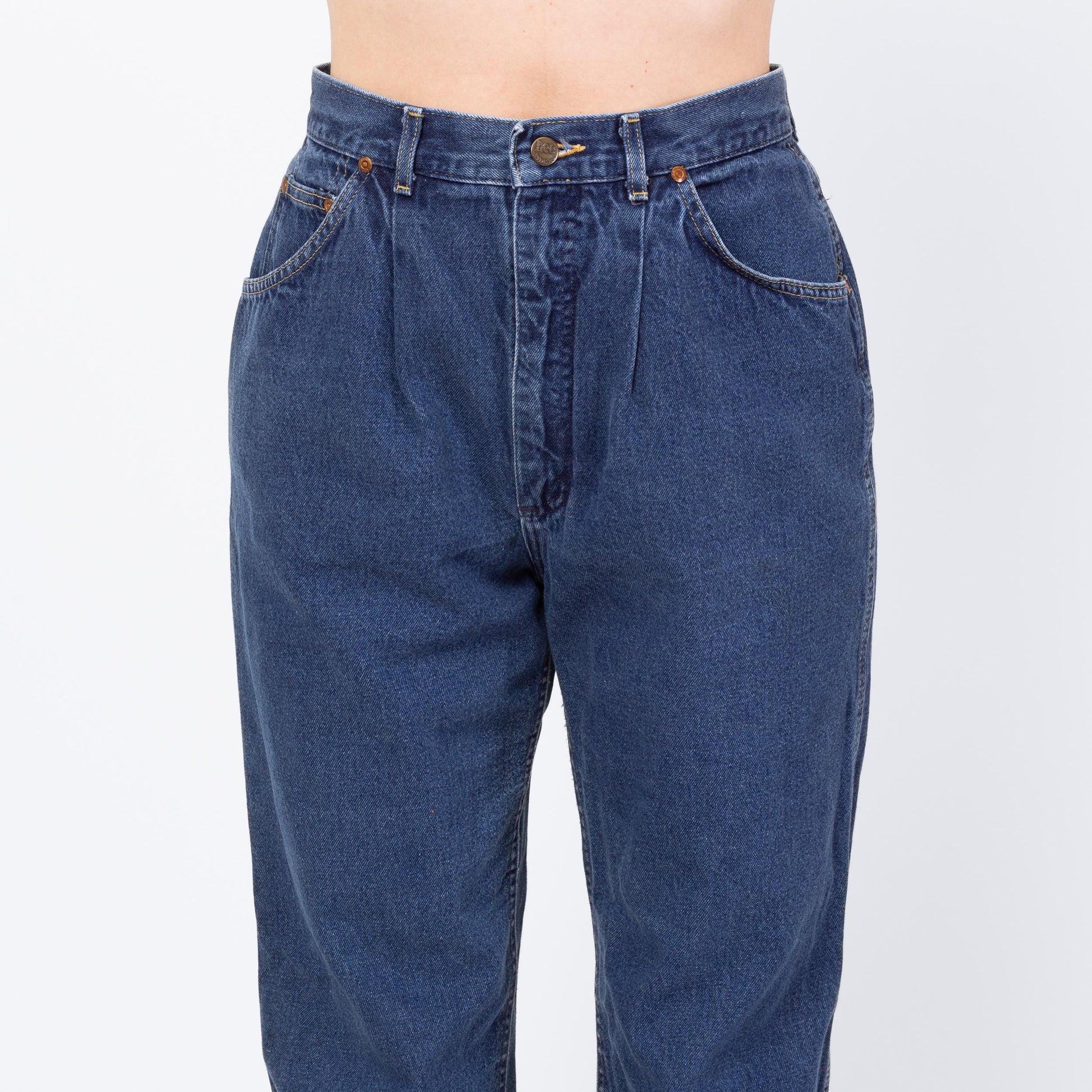 Vintage 80s Lee Riders Dark Wash High Waisted Pleated Jeans - Medium, 29" Waist | Relaxed Fit Denim Baggy Mom Jeans