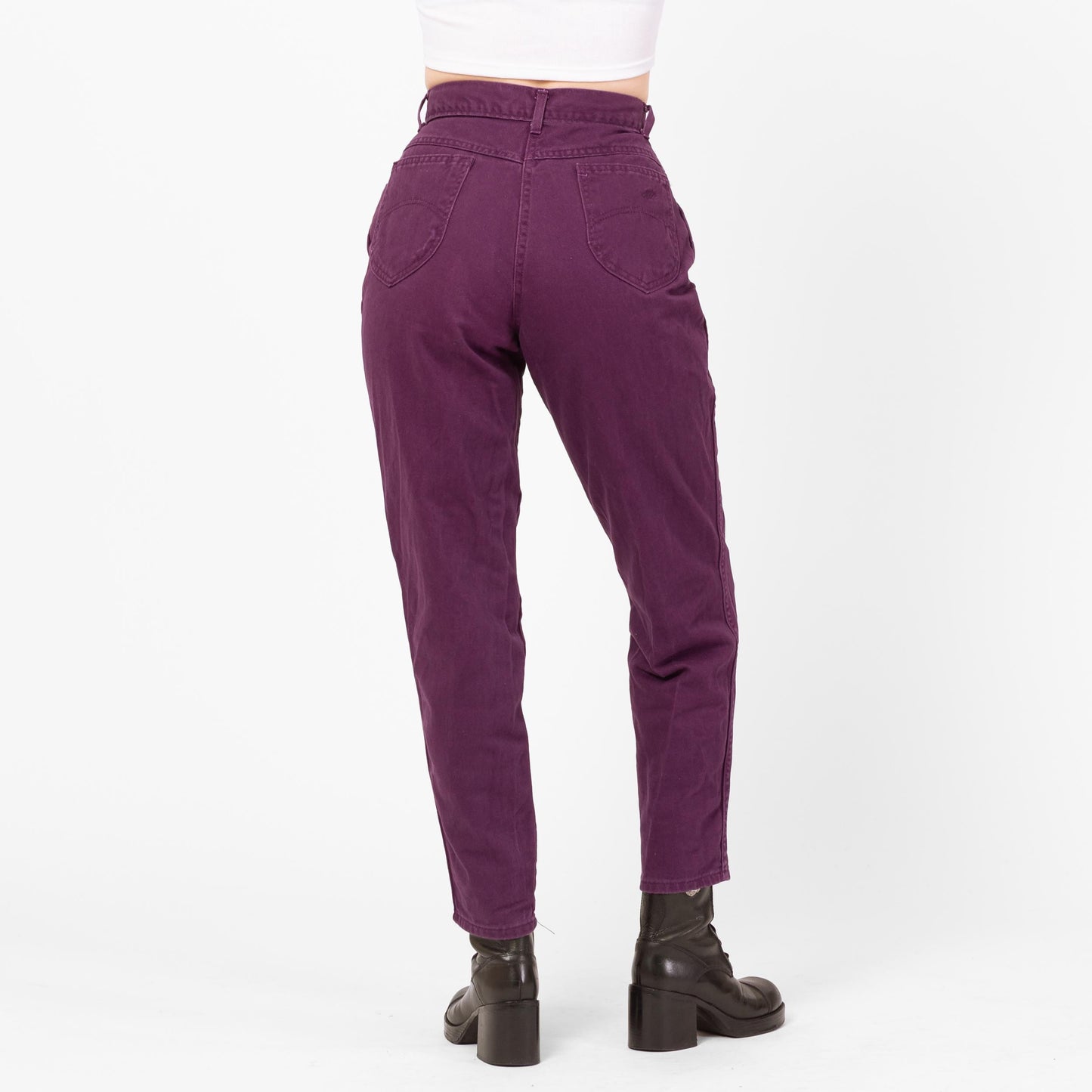 Vintage 80s Purple High Waisted Jeans - Small, 26" Waist | Denim Slim Straight Leg Mom Jeans