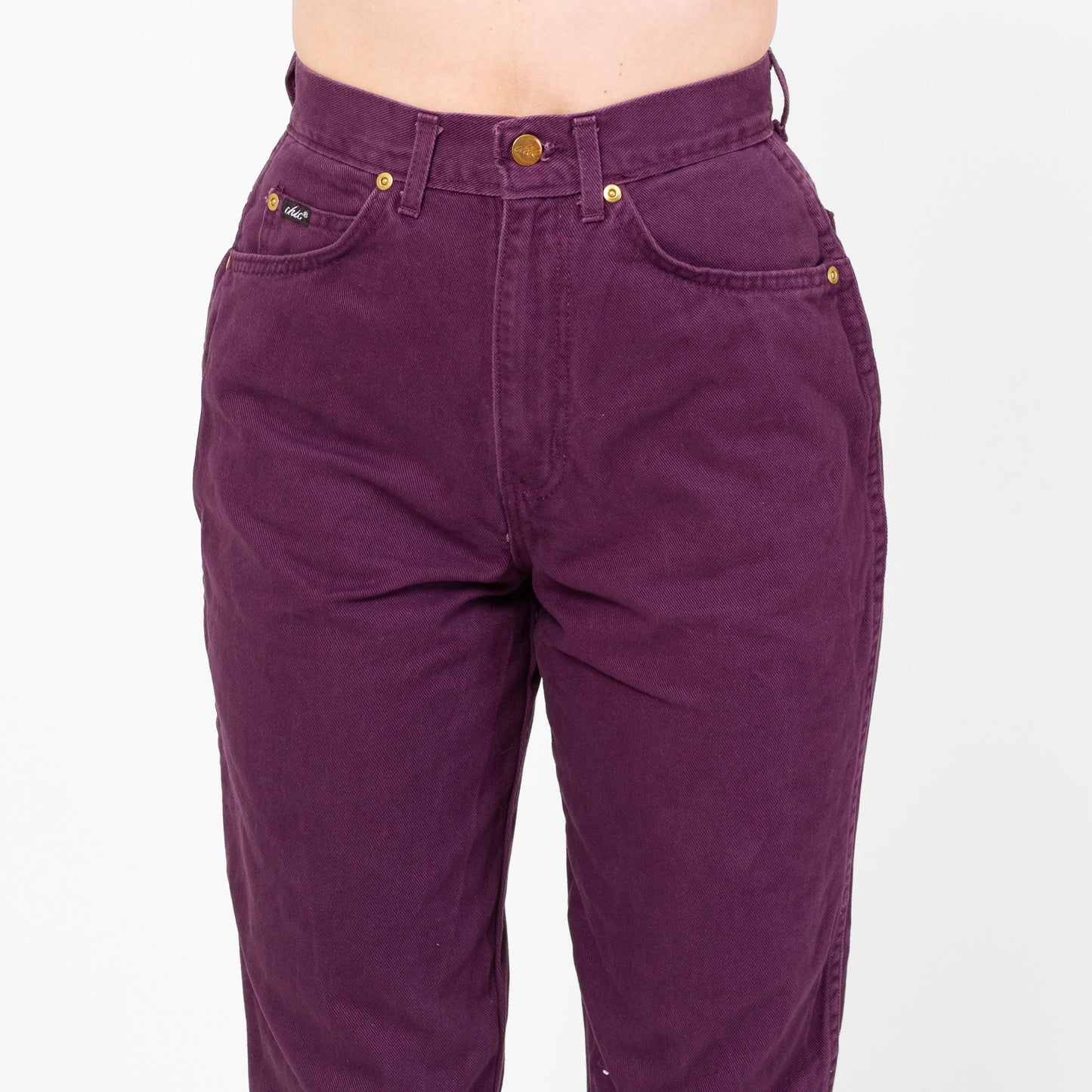 Vintage 80s Purple High Waisted Jeans - Small, 26" Waist | Denim Slim Straight Leg Mom Jeans